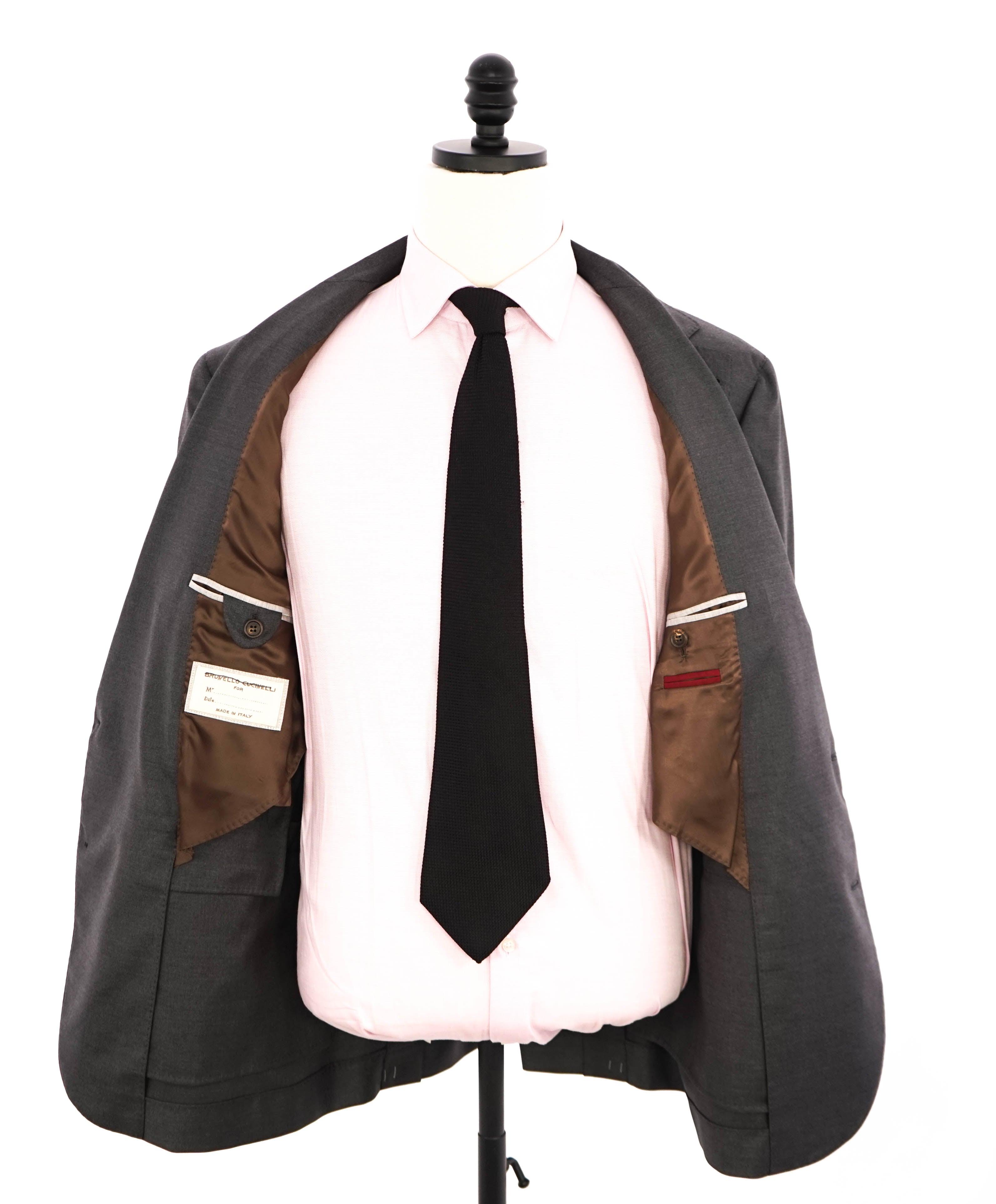 BRUNELLO CUCINELLI - *CLOSET STAPLE* Gray 2/3 Roll Lapel Semi-Lined Suit - 44R 35W