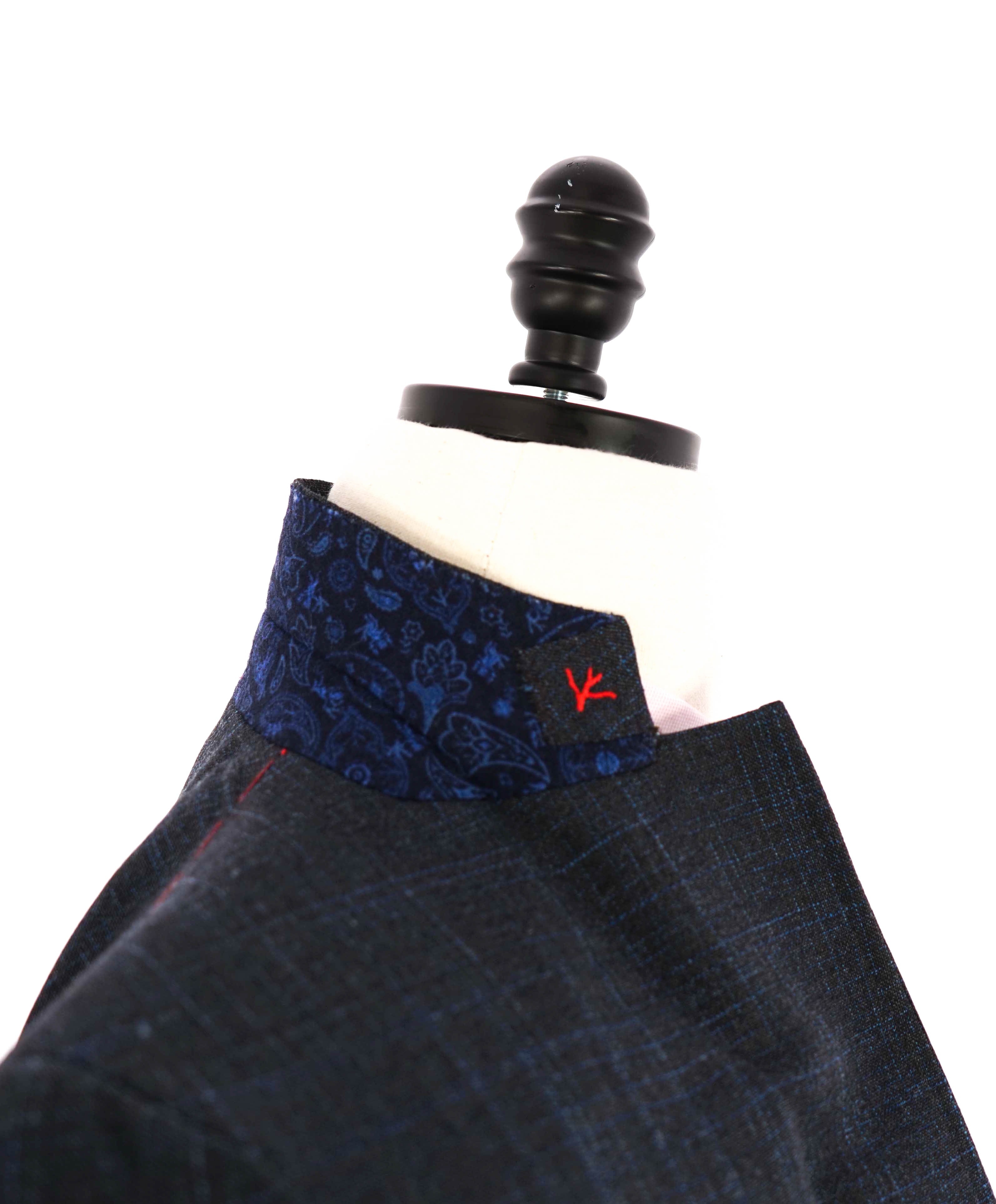$4,695 ISAIA - WOOL / SILK/ Blue Fleck Check "CAPRI" Blazer - 36R