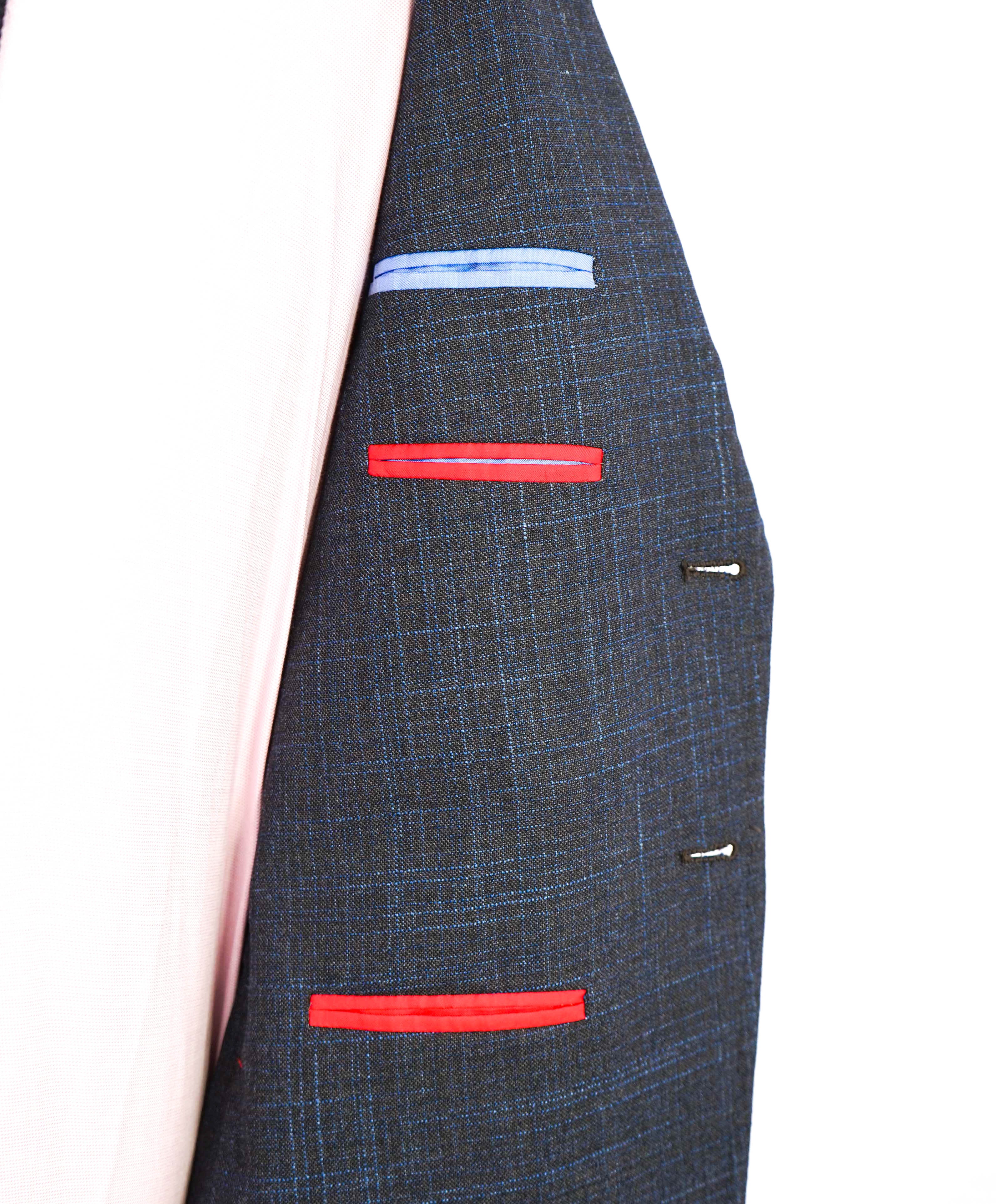 $4,695 ISAIA - WOOL / SILK/ Blue Fleck Check "CAPRI" Blazer - 36R