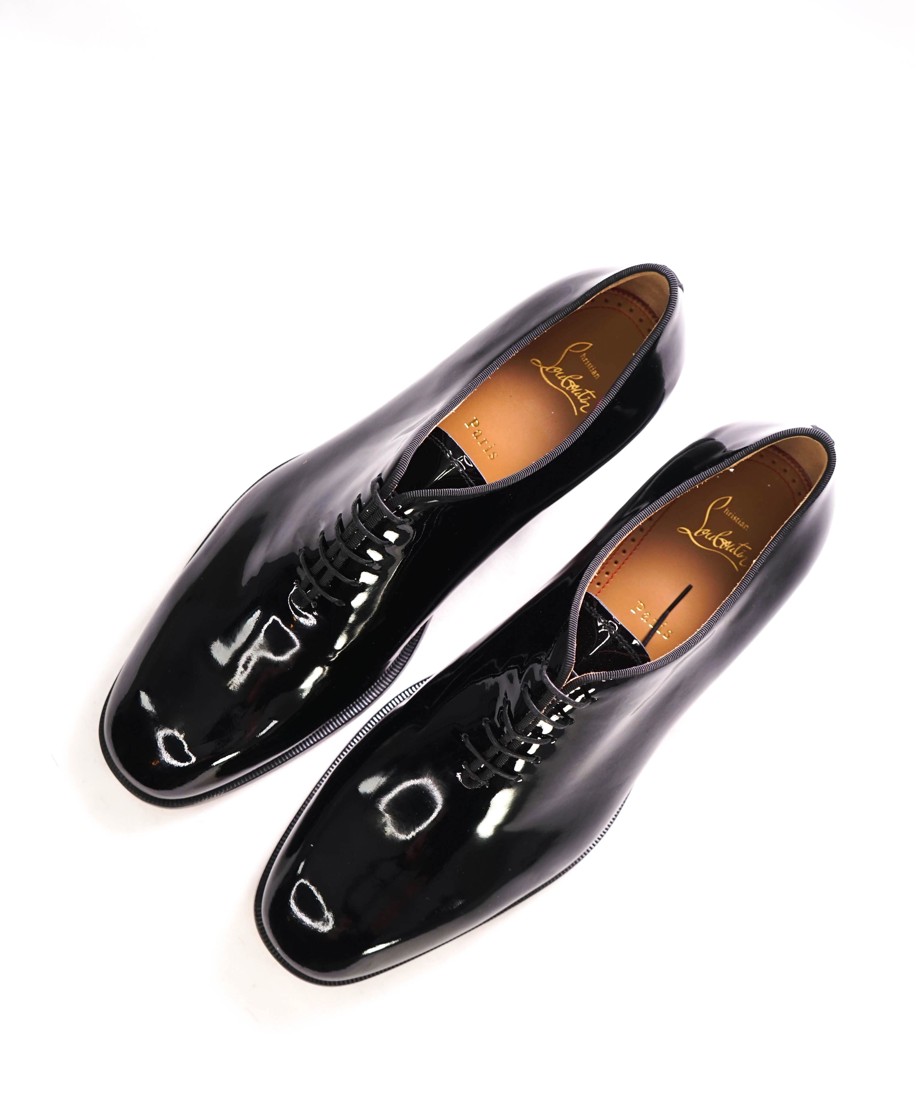 $1,145 CHRISTIAN LOUBOUTIN - *CORTEO* Black Patent Leather Oxfords - 11.5 US (44.5EU) (Copy)