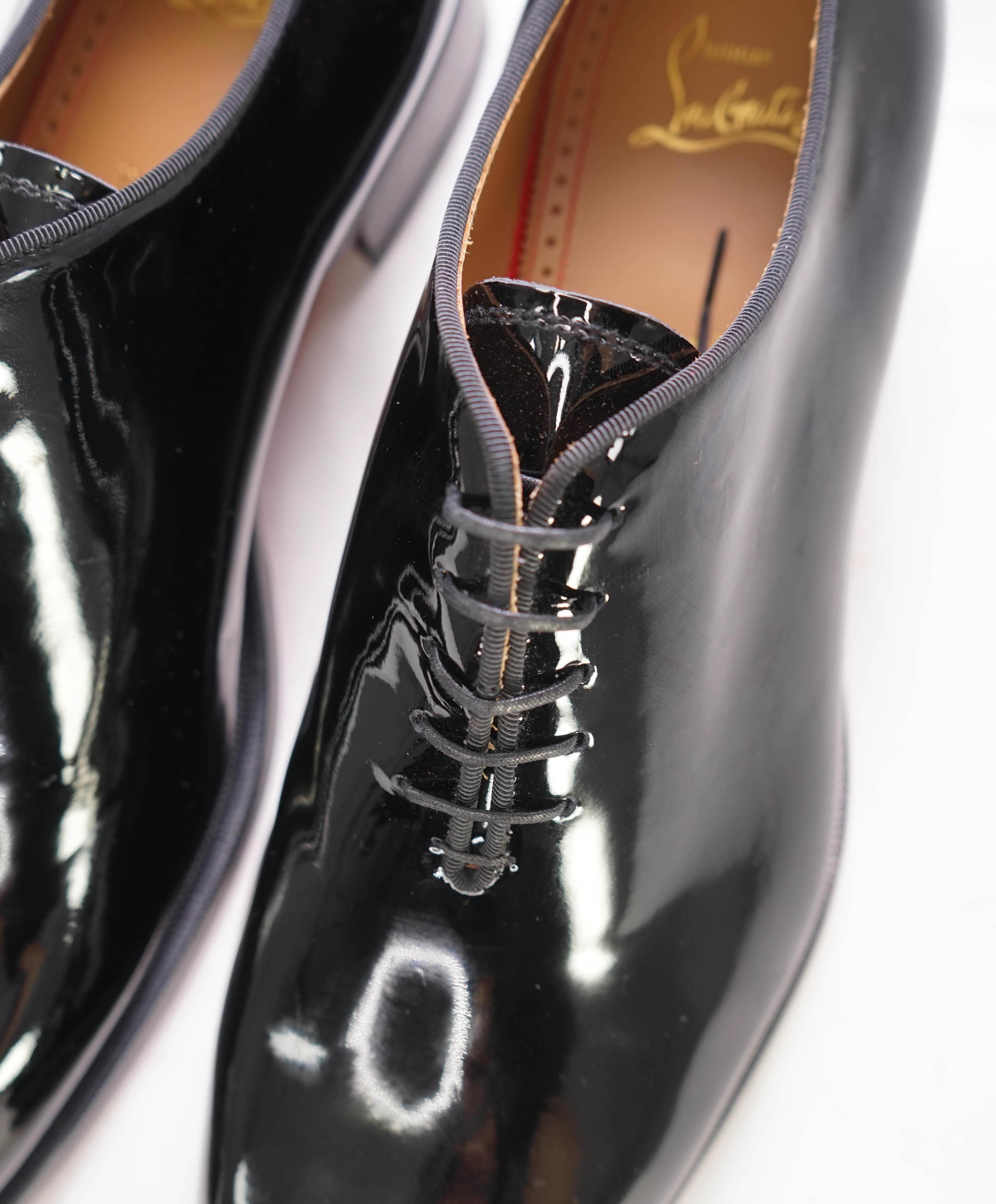 $1,145 CHRISTIAN LOUBOUTIN - *CORTEO* Black Patent Leather Oxfords - 11.5 US (44.5EU) (Copy)