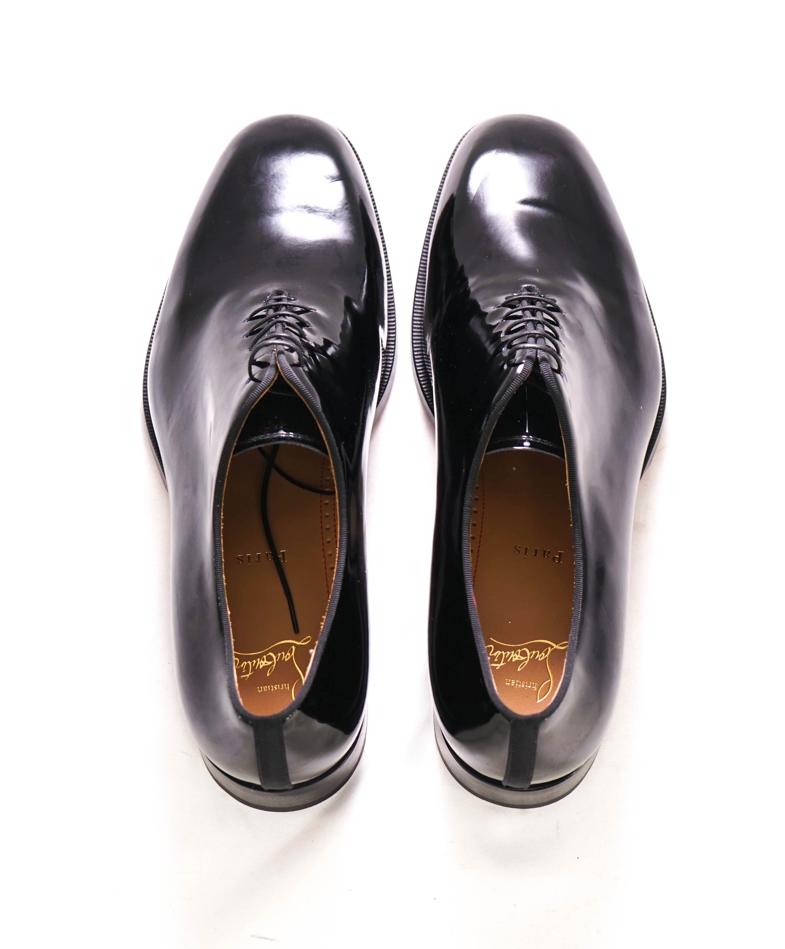 $1,145 CHRISTIAN LOUBOUTIN - *CORTEO* Black Patent Leather Oxfords - 11.5 US (44.5EU) (Copy)