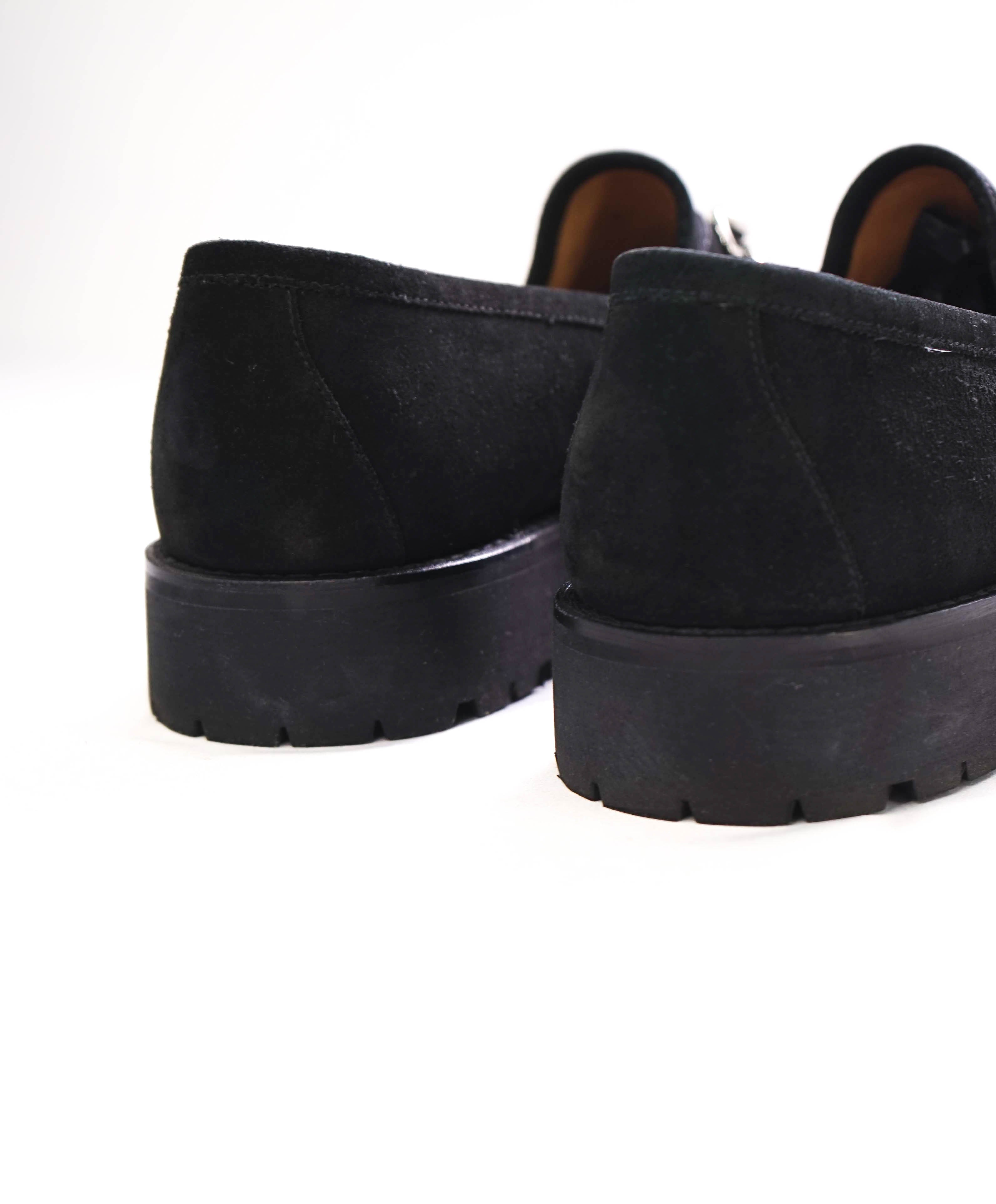GUCCI - Horse-bit Loafers Black Suede Iconic Style - 9US (8.5 D G Stamped On Shoe)