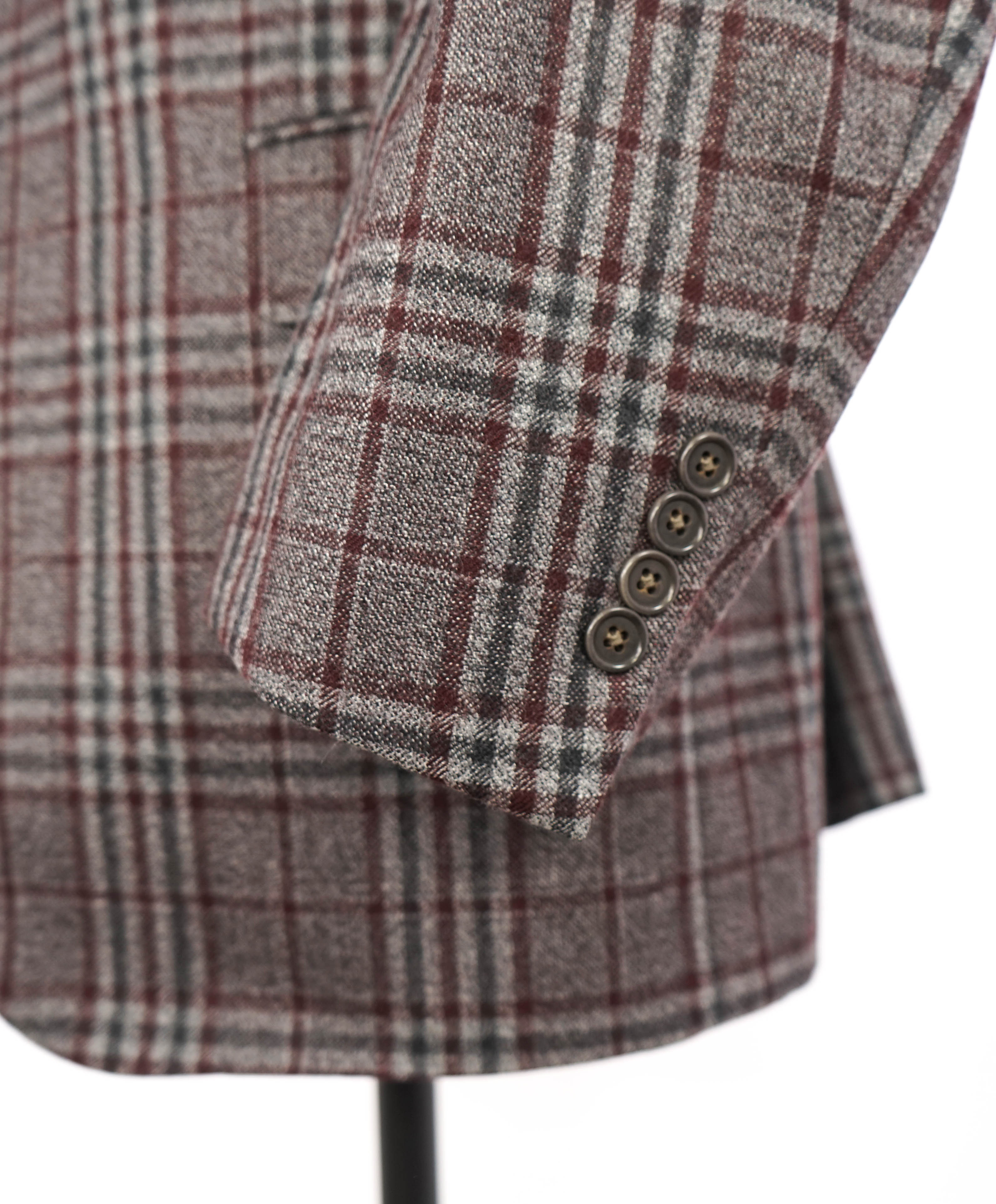 $3,290 ERMENEGILDO ZEGNA- Burgundy Gray Blue Check Plaid Blazer- 48R