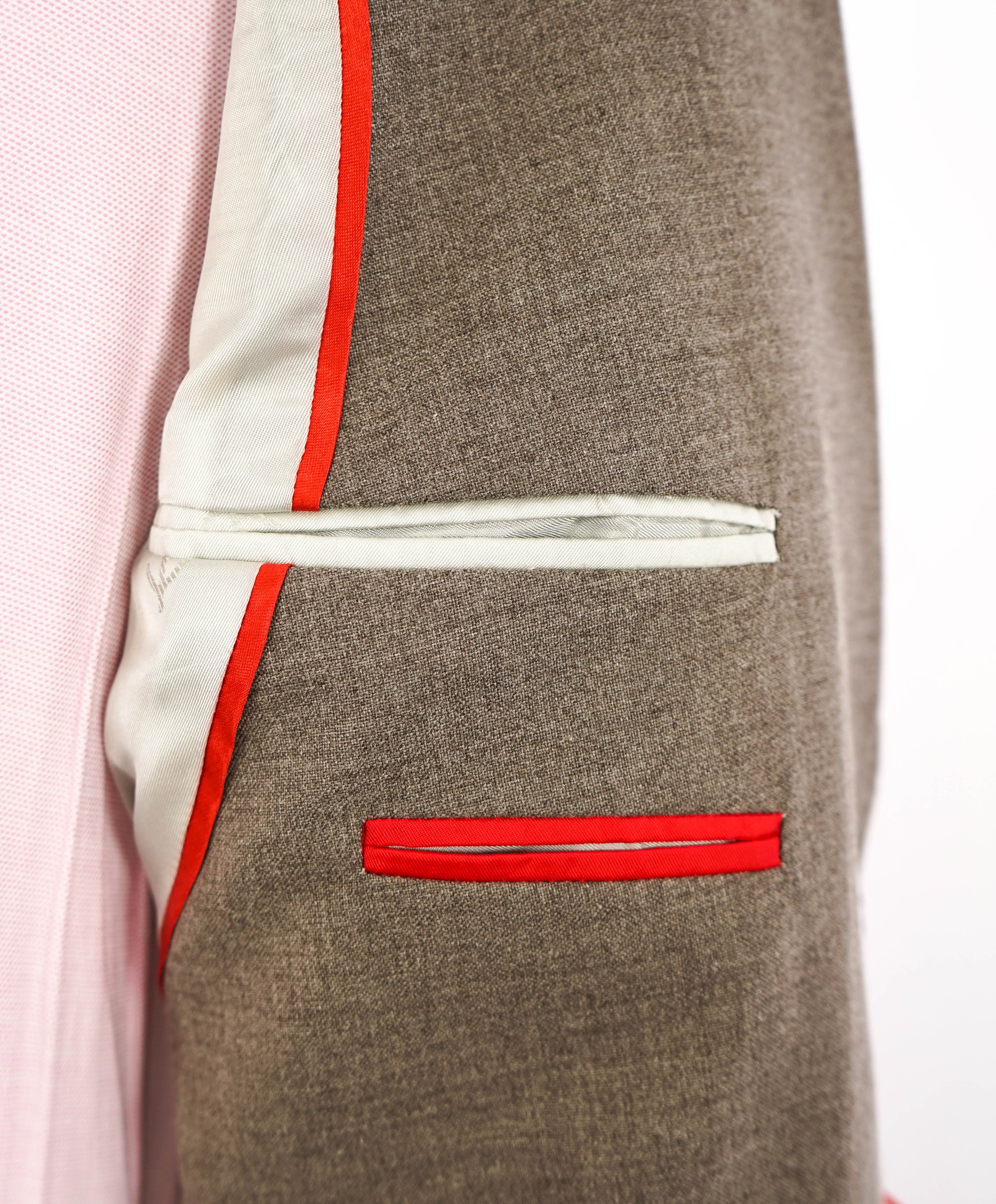 $3,295 ISAIA - "CORTINA" Taupe Patch Pocket Wool/Cotton Blazer - 46R