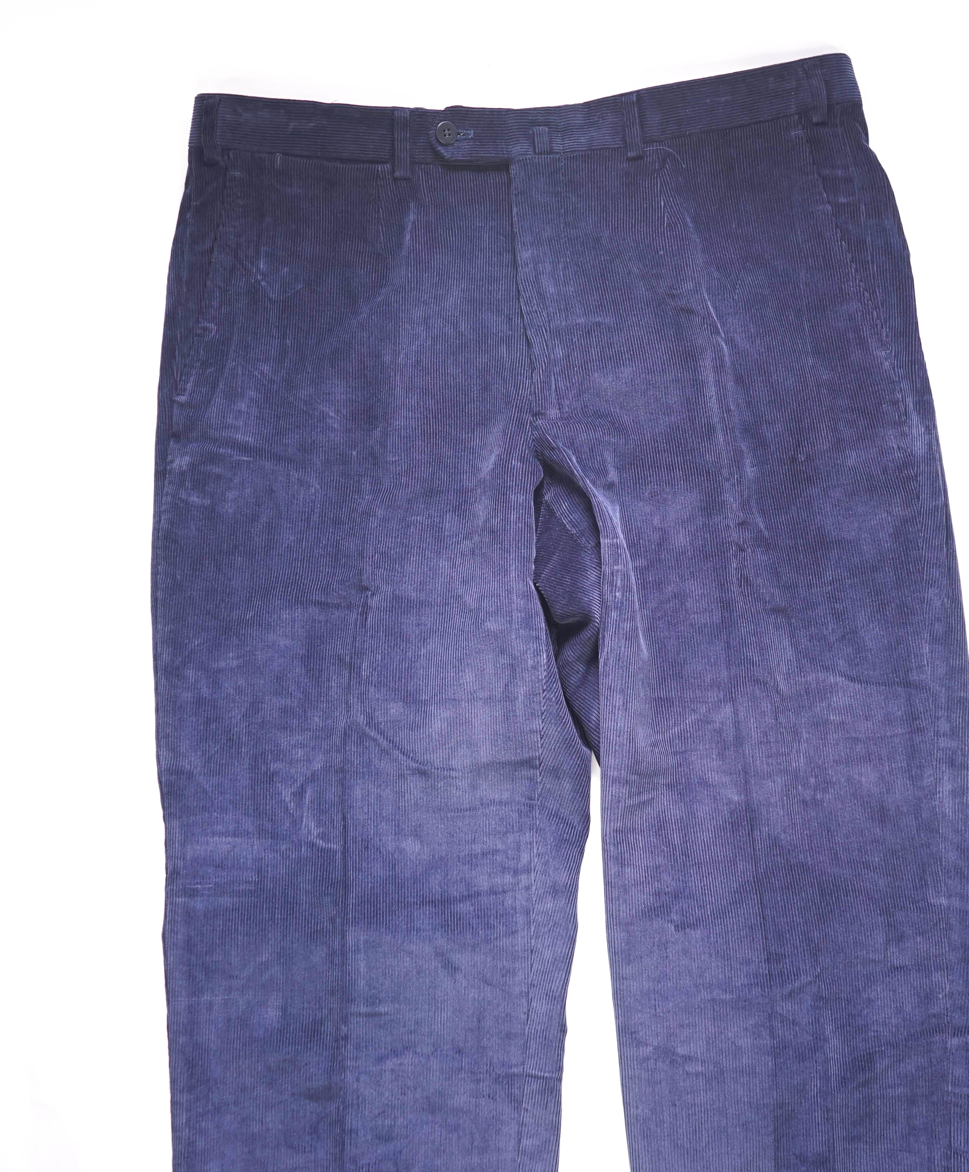 $850 ISAIA - Navy Corduroy Flat Front Cotton Dress Pants - 35W (52EU)