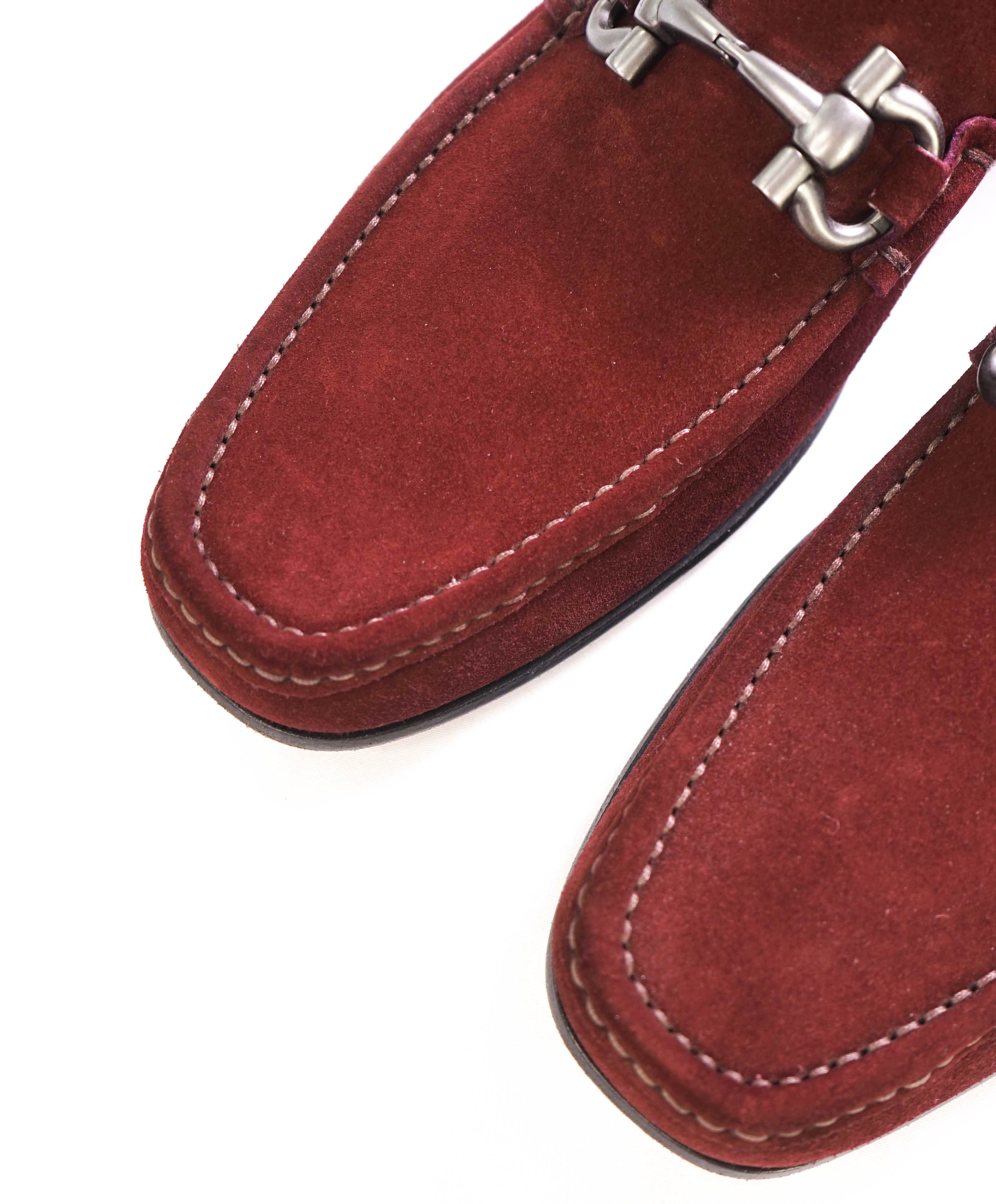 $750 SALVATORE FERRAGAMO - "GIORDANO" Burgundy Suede Loafer- 10.5 D US