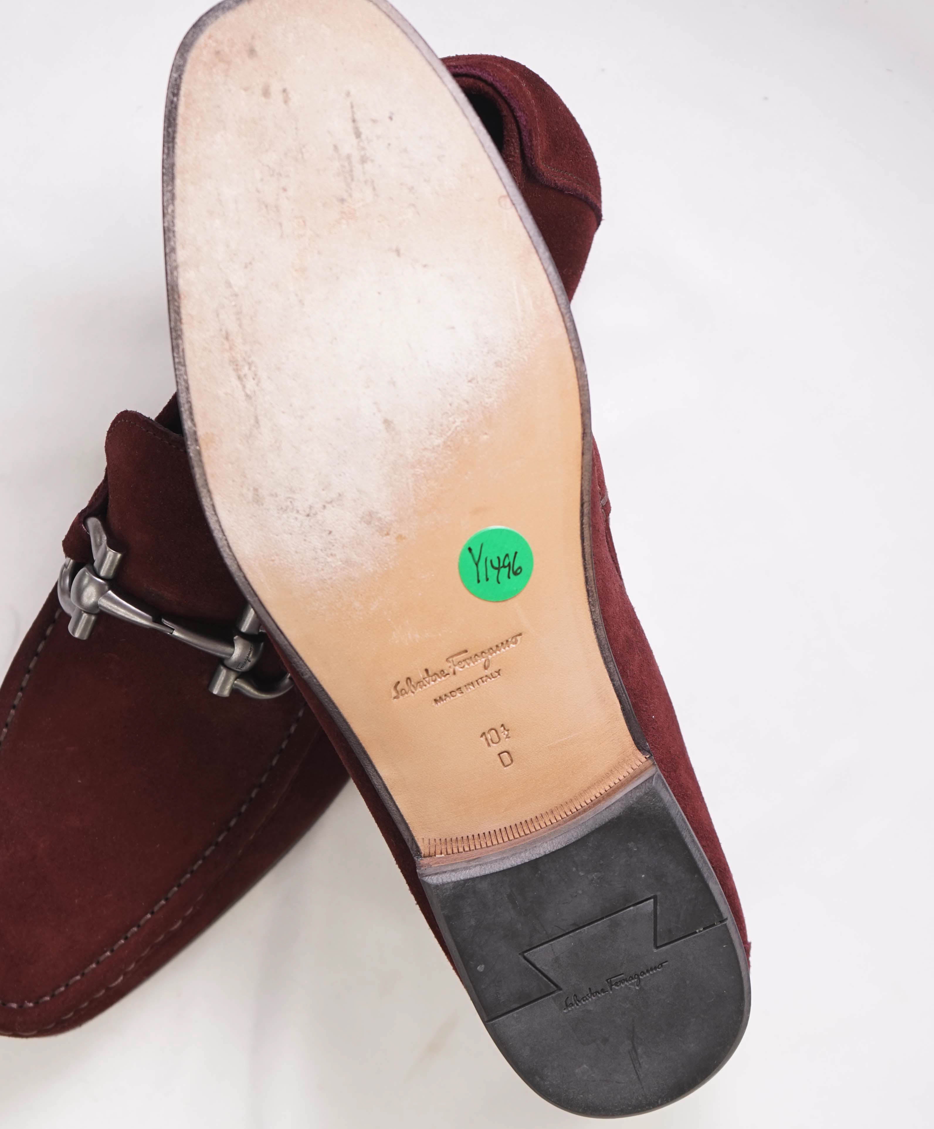 $750 SALVATORE FERRAGAMO - "GIORDANO" Burgundy Suede Loafer- 10.5 D US