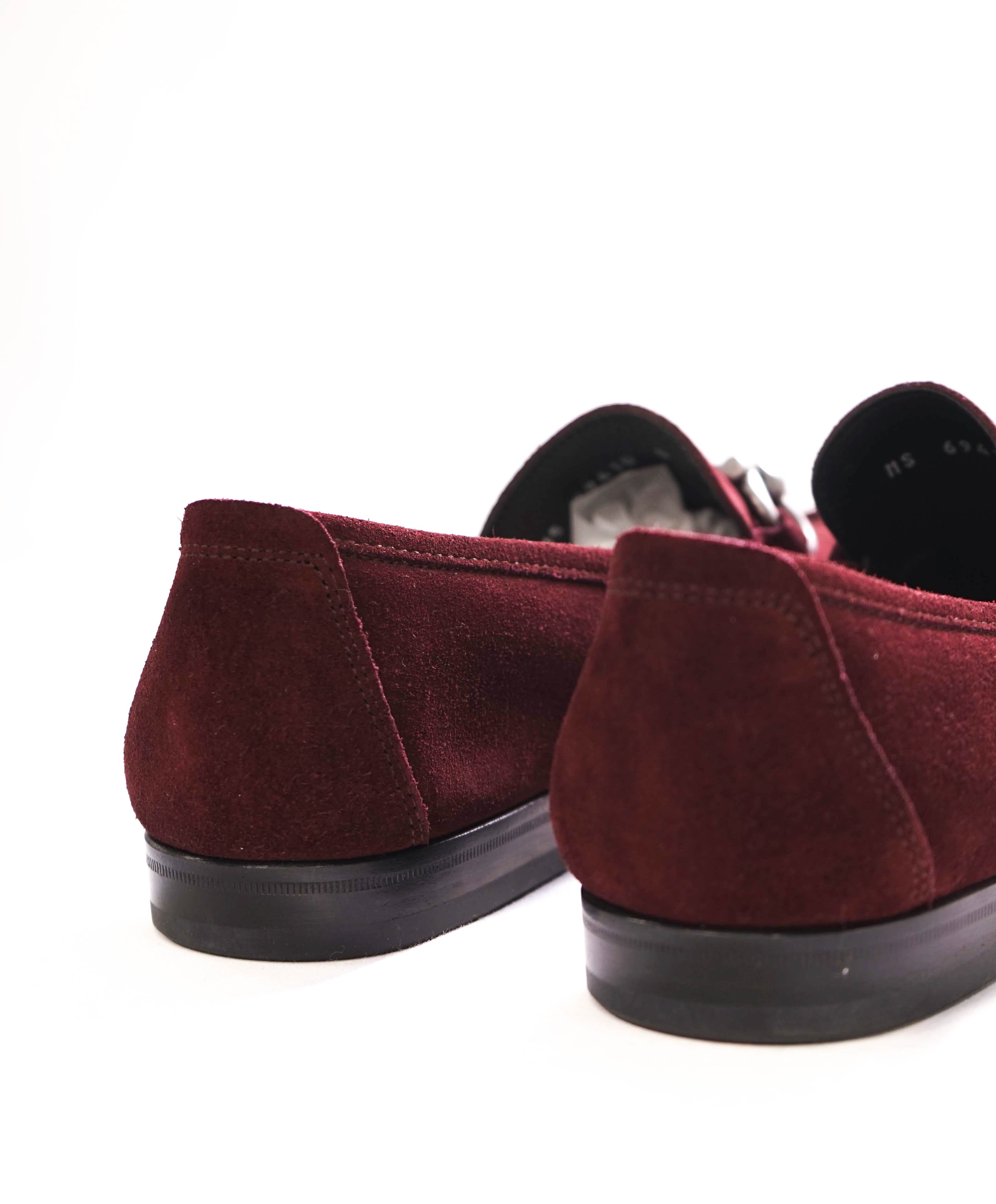 $750 SALVATORE FERRAGAMO - "GIORDANO" Burgundy Suede Loafer- 10.5 D US