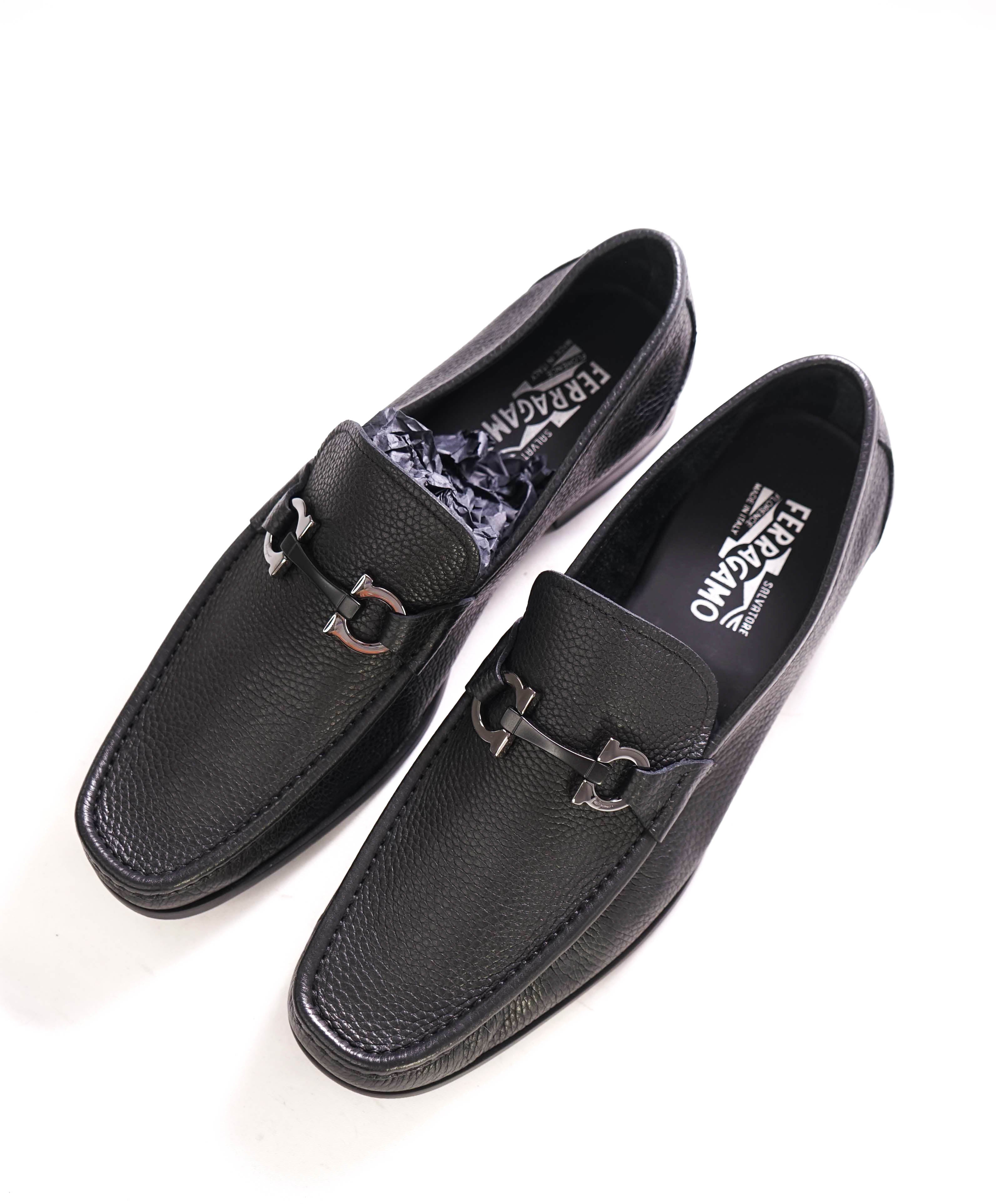 $850 SALVATORE FERRAGAMO - “GRANDIOSO" Gancini Bit Loafer Black Leather - 12 EE