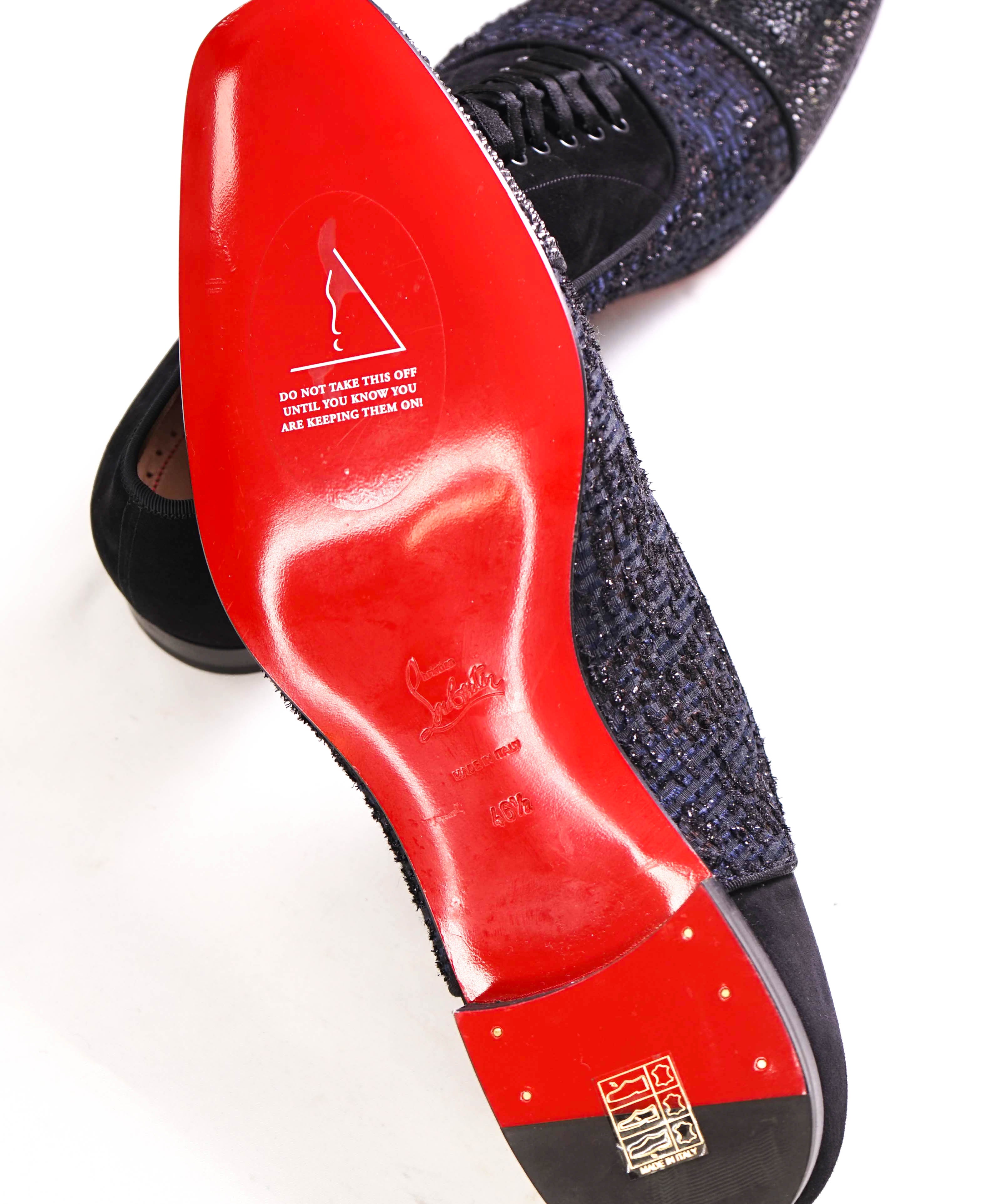 $1,250 CHRISTIAN LOUBOUTIN - *GREGGO ORLATO* Black Shimmer Oxfords - 13.5 US (46.5)