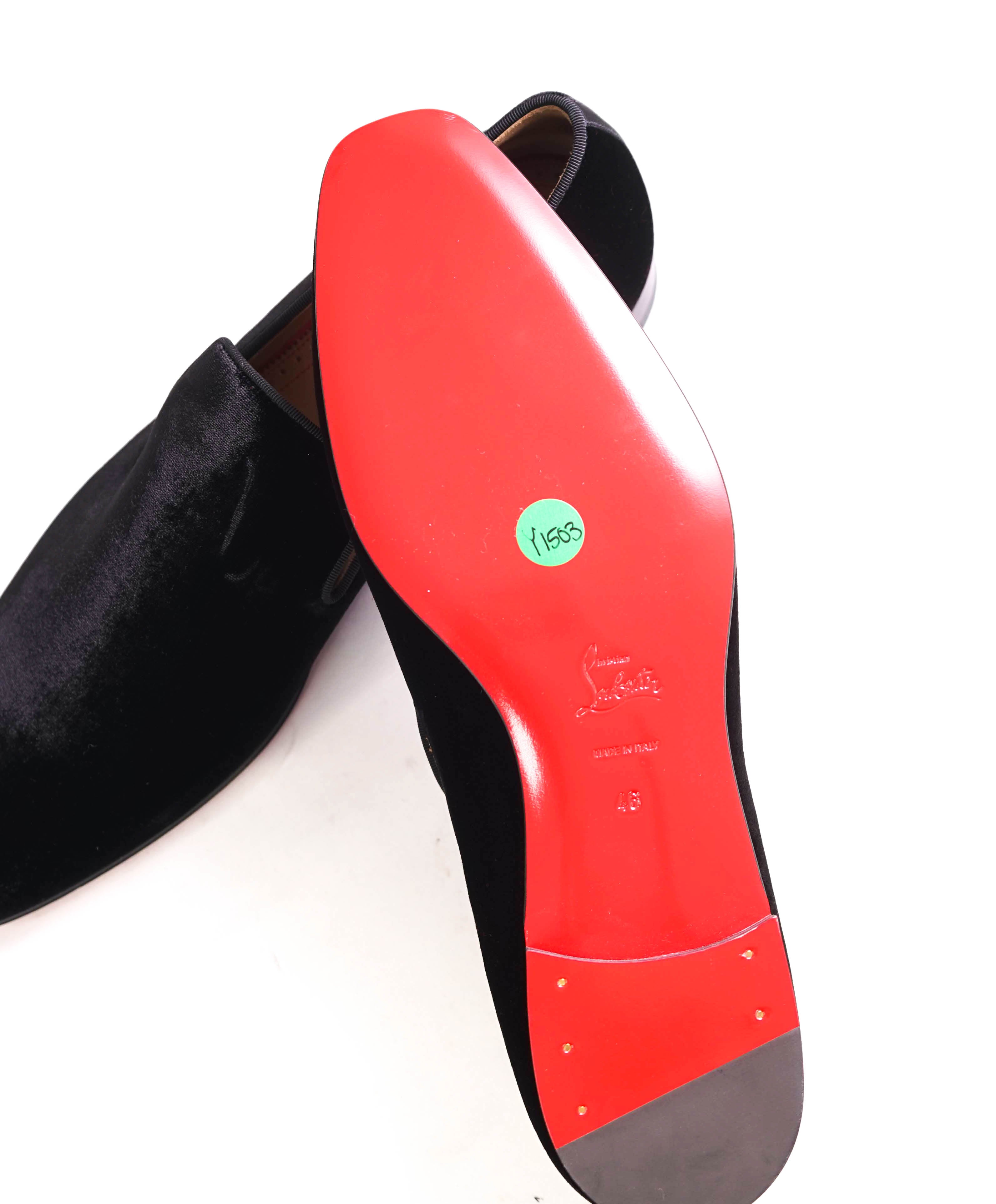 $1,050 CHRISTIAN LOUBOUTIN - * Dandelion* Black Velvet Loafers - 13 US (46)