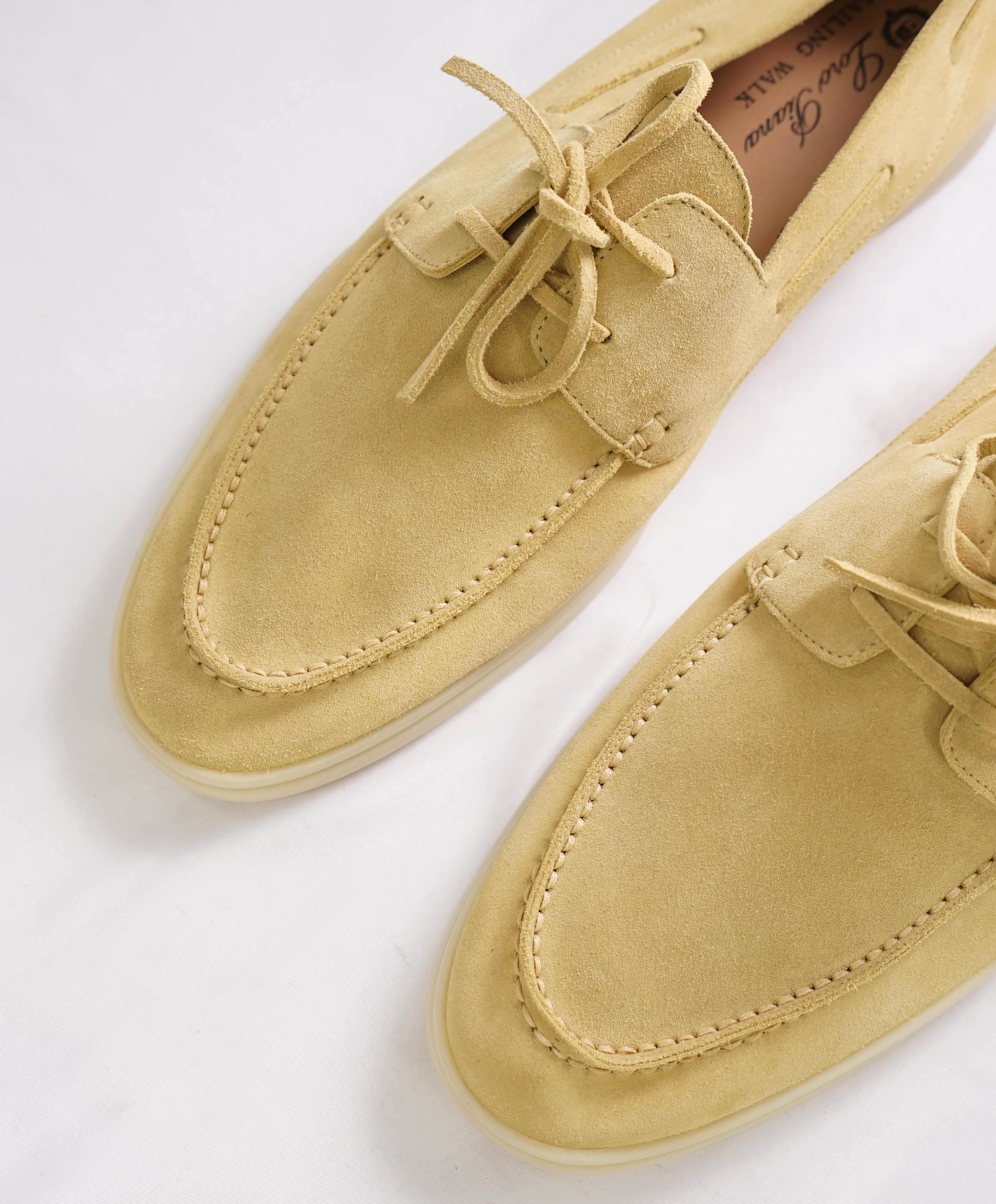 $960 LORO PIANA - "SAILING/SUMMER WALK" Suede Neutral Loafer - 12.5 US (45.5EU)