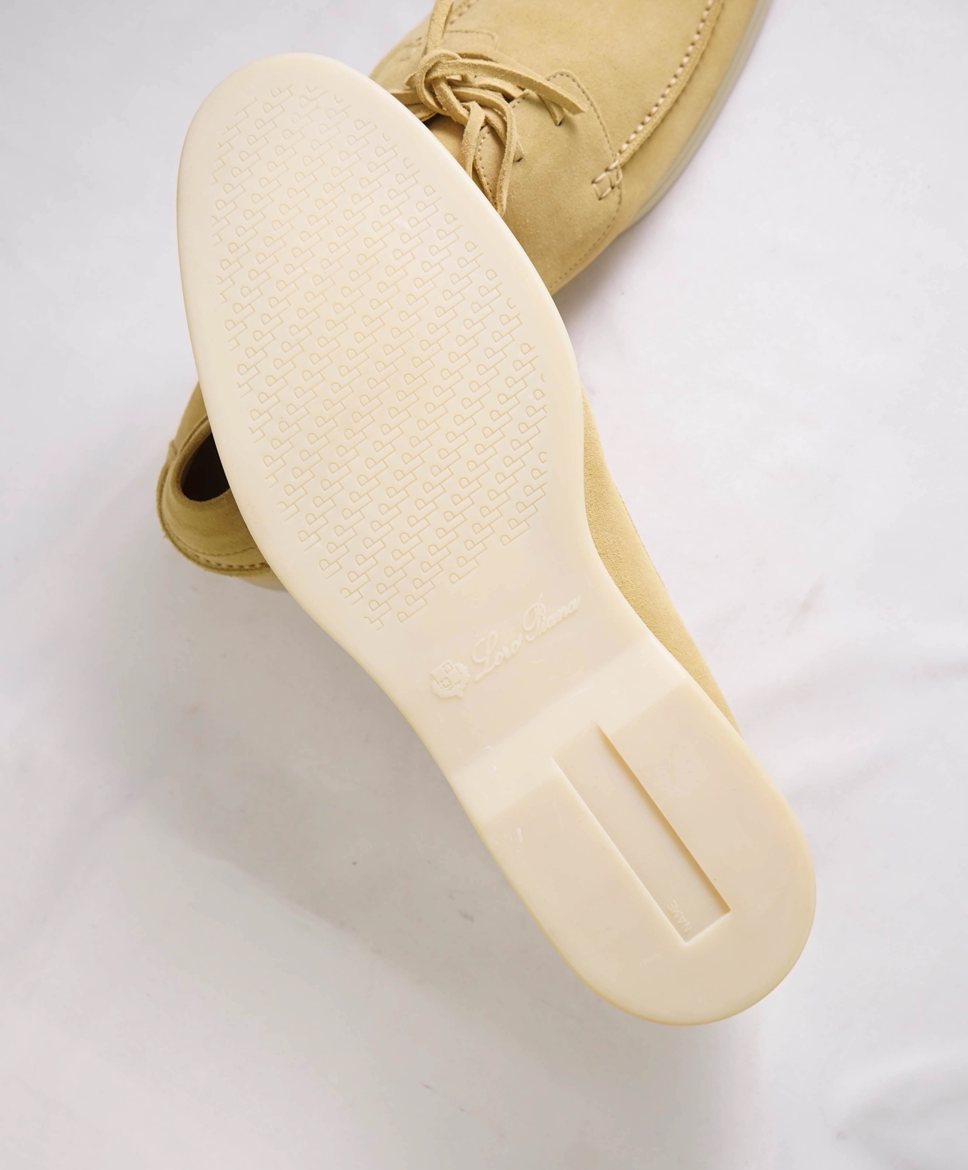 $960 LORO PIANA - "SAILING/SUMMER WALK" Suede Neutral Loafer - 12.5 US (45.5EU)