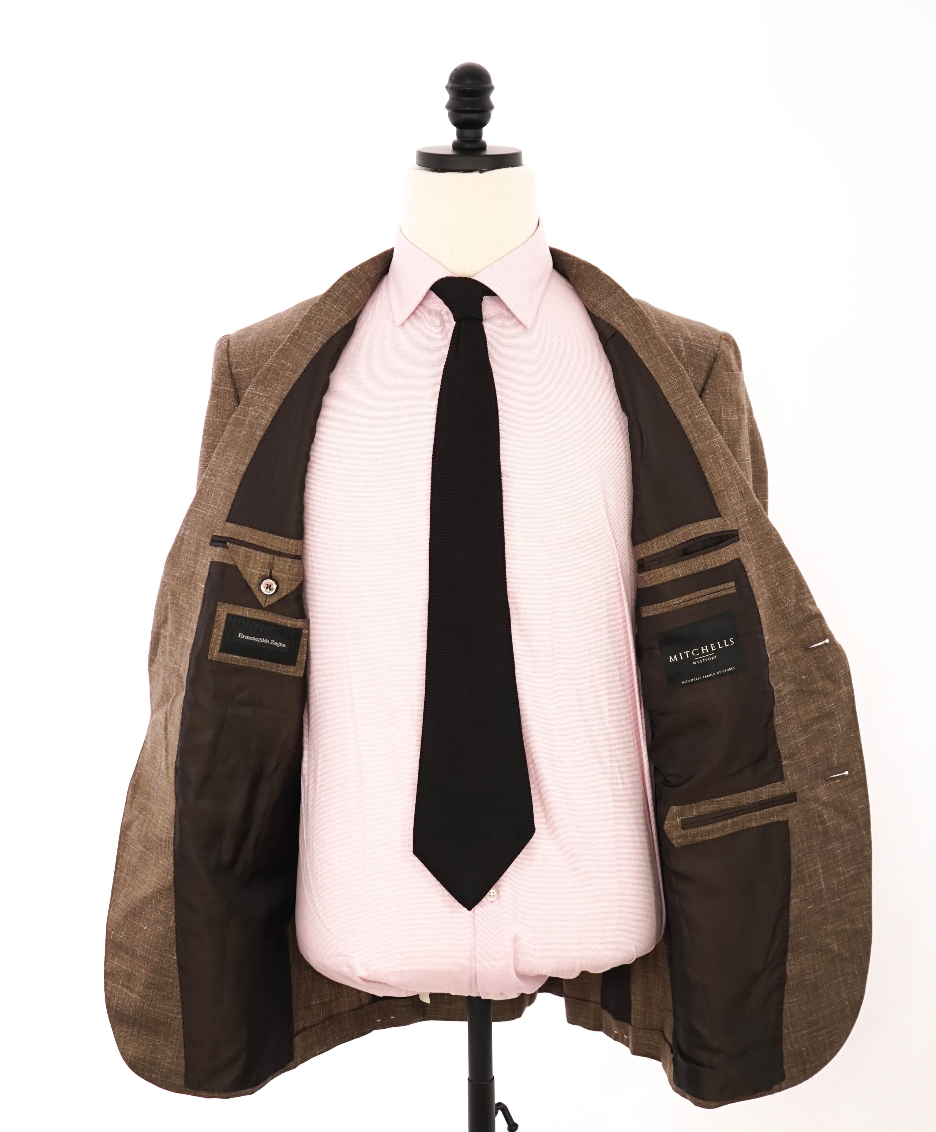 $3,290 ERMENEGILDO ZEGNA- CAHSMERE/Silk/Linen Brown Fleck Blazer- 42R