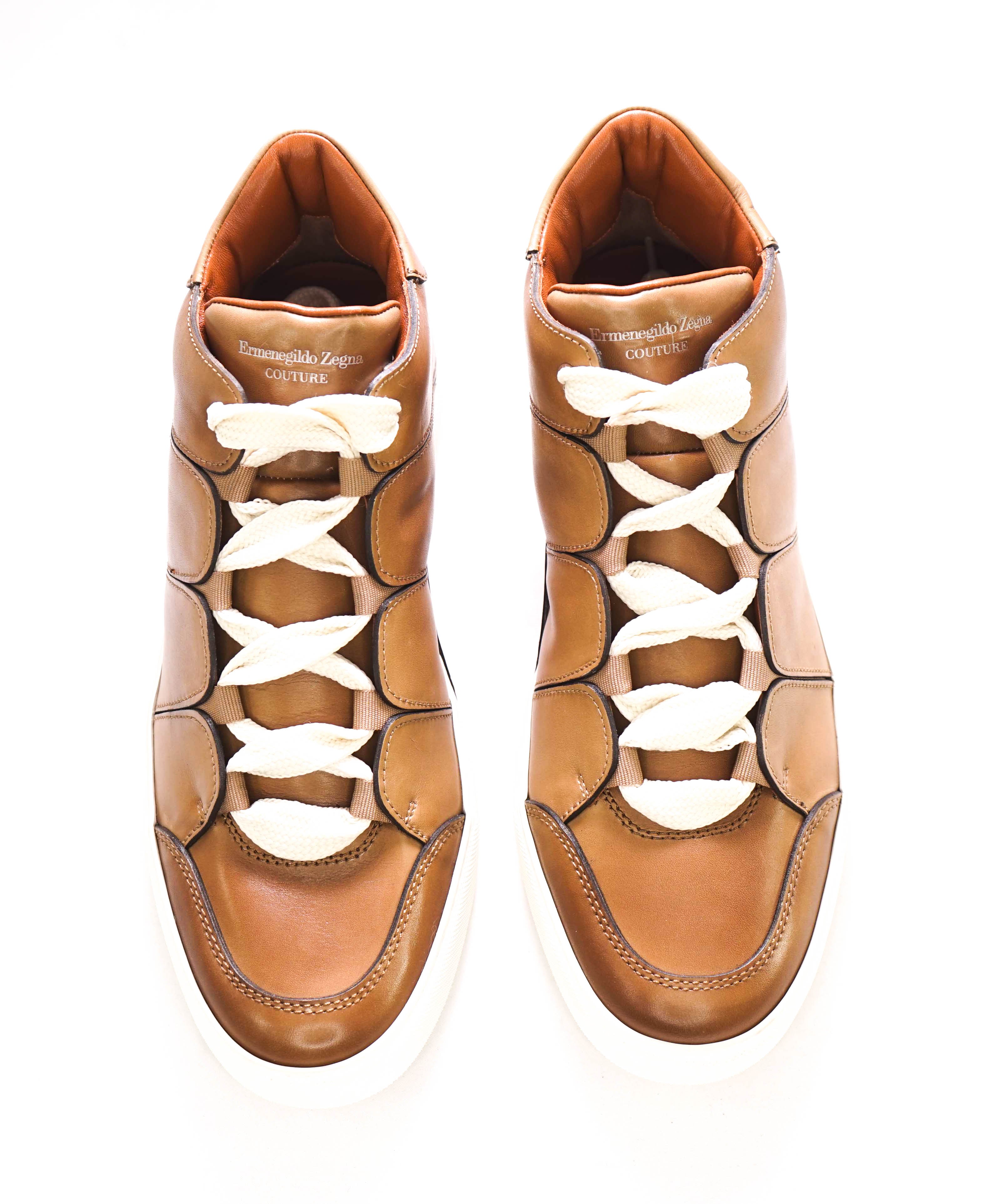 $990 ERMENEGILDO ZEGNA - COUTURE "Tiziano" Brown HighTop Sneakers - 9 US (42 EU)