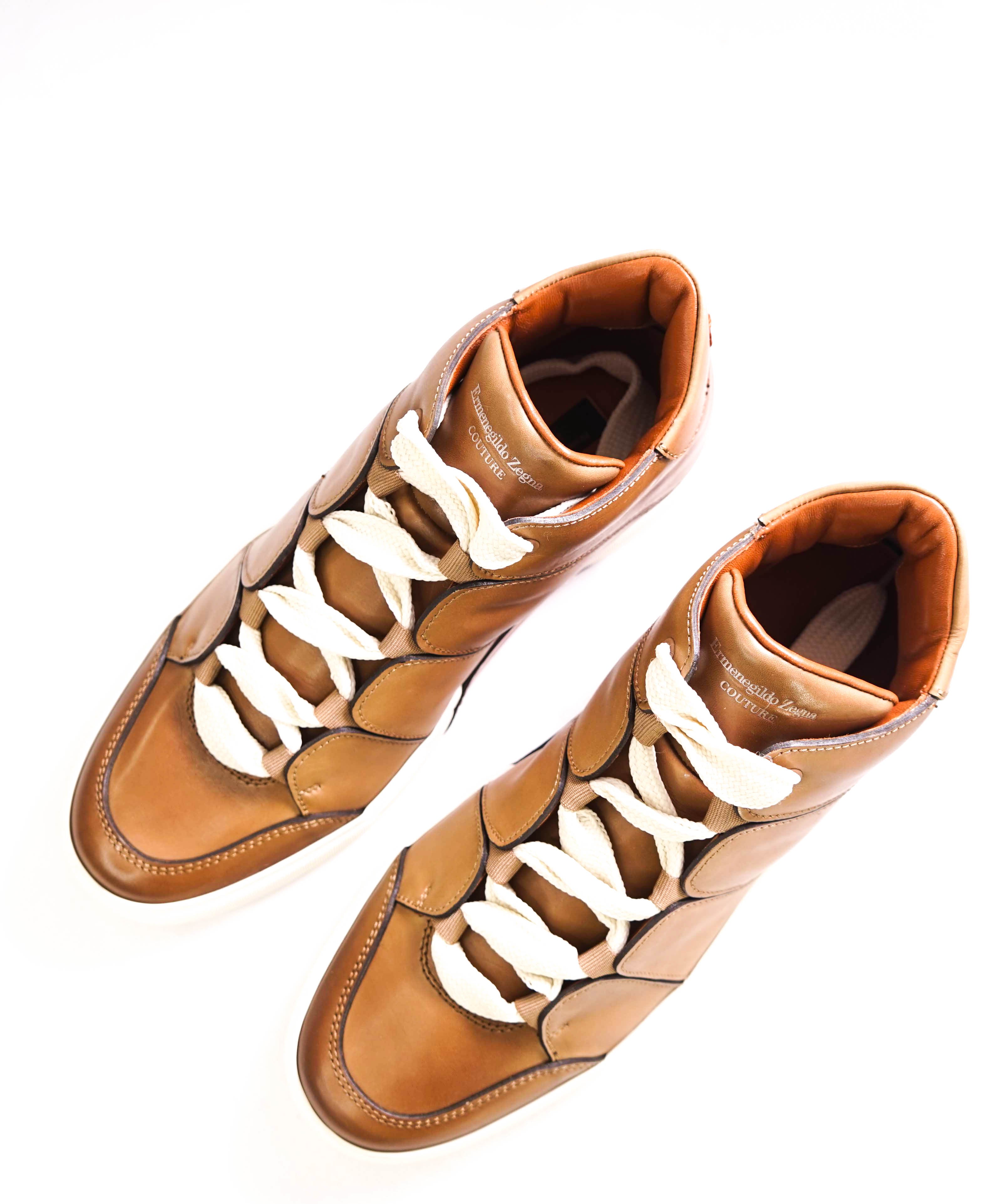 $990 ERMENEGILDO ZEGNA - COUTURE "Tiziano" Brown HighTop Sneakers - 9 US (42 EU)