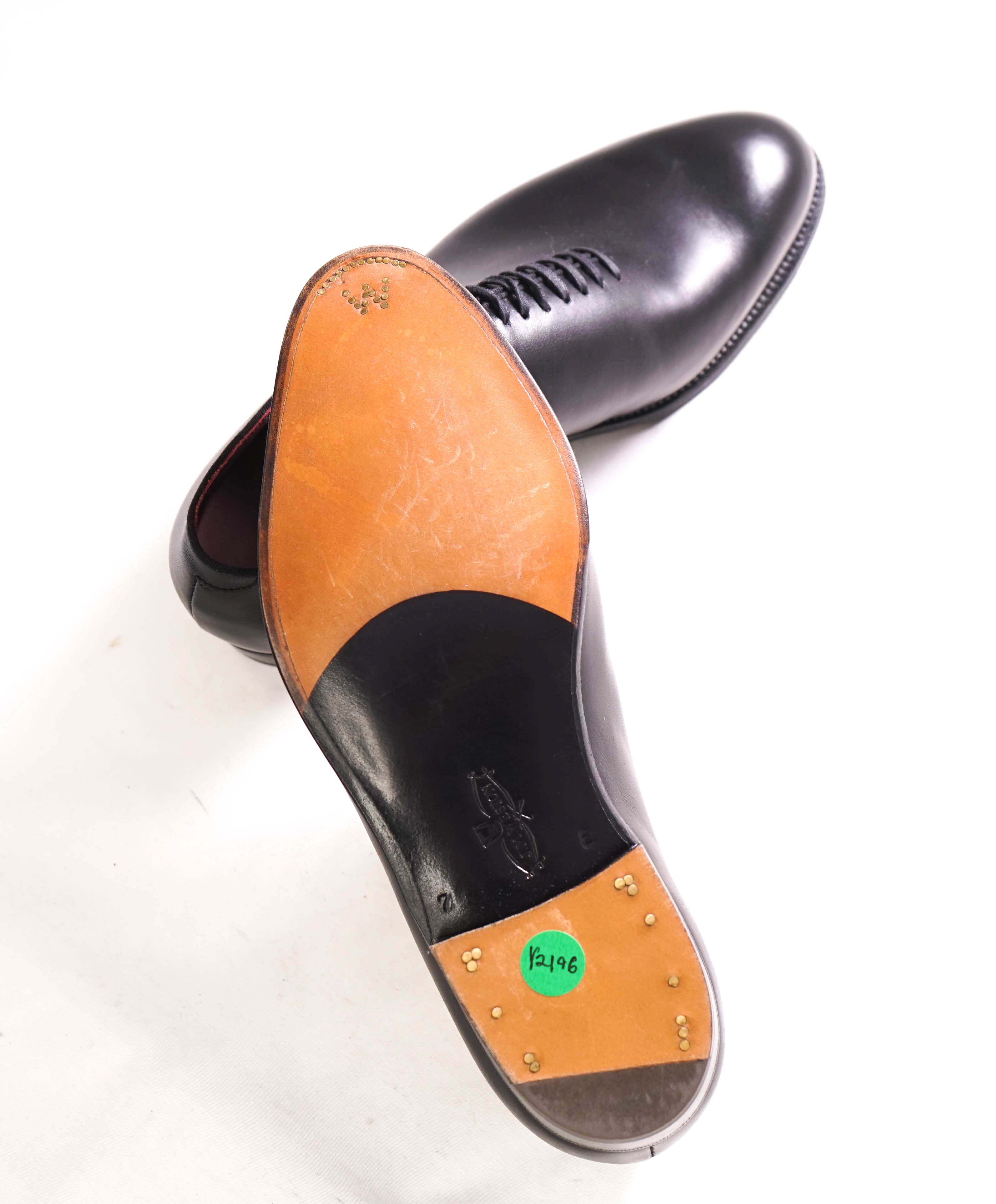 $1,395 J.M. WESTON - "ULTRA" One-Cut Black Whole-Cut Silhouette Oxfords - 8US (7UK)