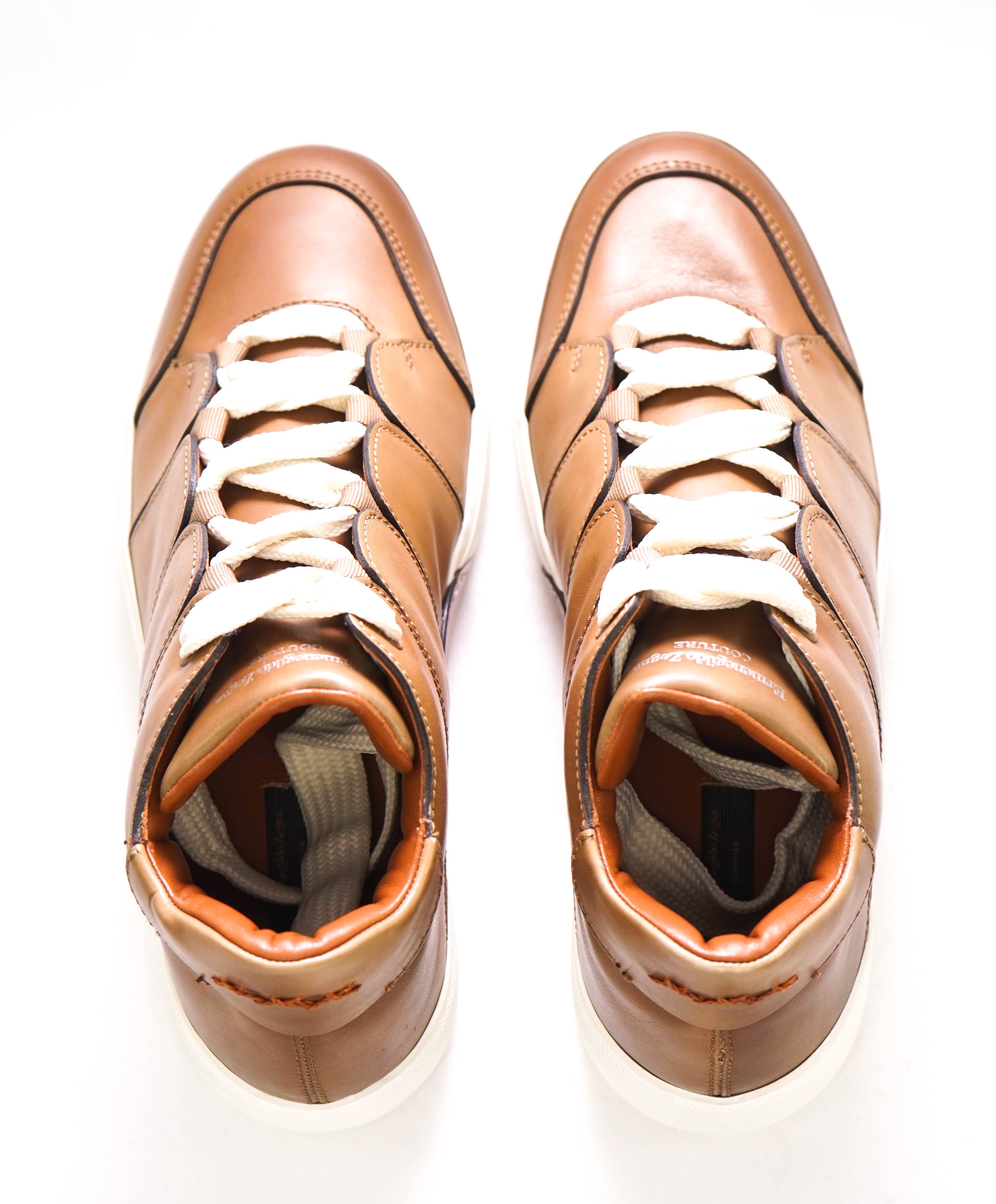 $990 ERMENEGILDO ZEGNA - COUTURE "Tiziano" Brown HighTop Sneakers - 9 US (42 EU)