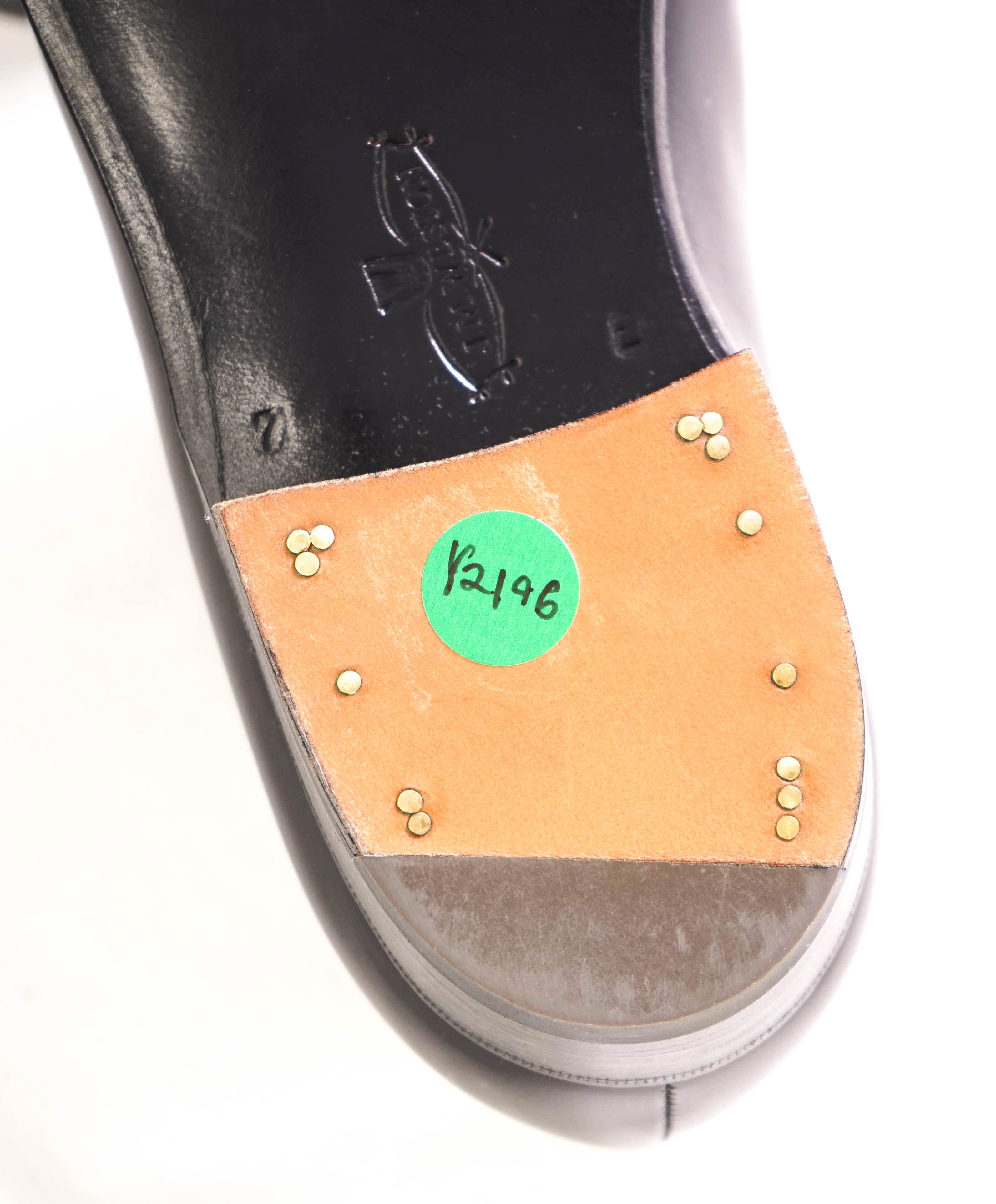 $1,395 J.M. WESTON - "ULTRA" One-Cut Black Whole-Cut Silhouette Oxfords - 8US (7UK)