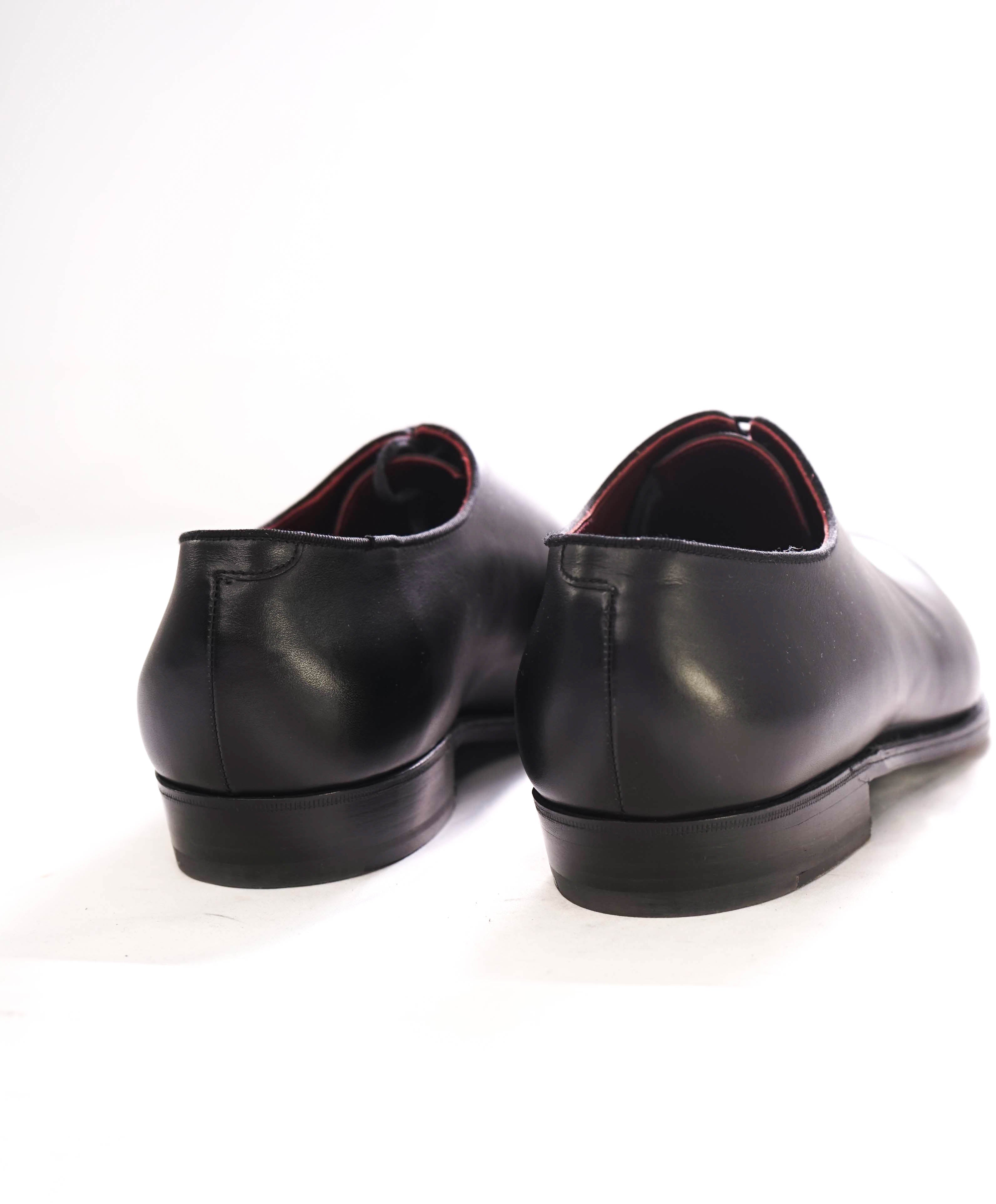 $1,395 J.M. WESTON - "ULTRA" One-Cut Black Whole-Cut Silhouette Oxfords - 8US (7UK)