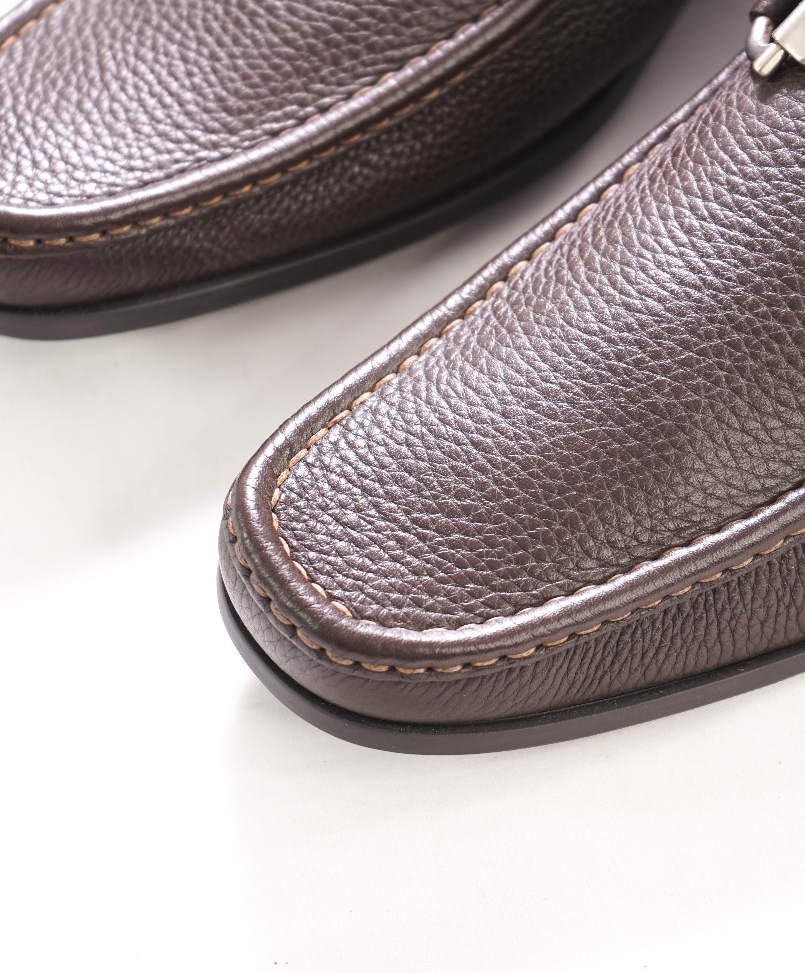 SALVATORE FERRAGAMO - “Magnifico” Brown Slip-On Loafer Logo Bit - 11.5