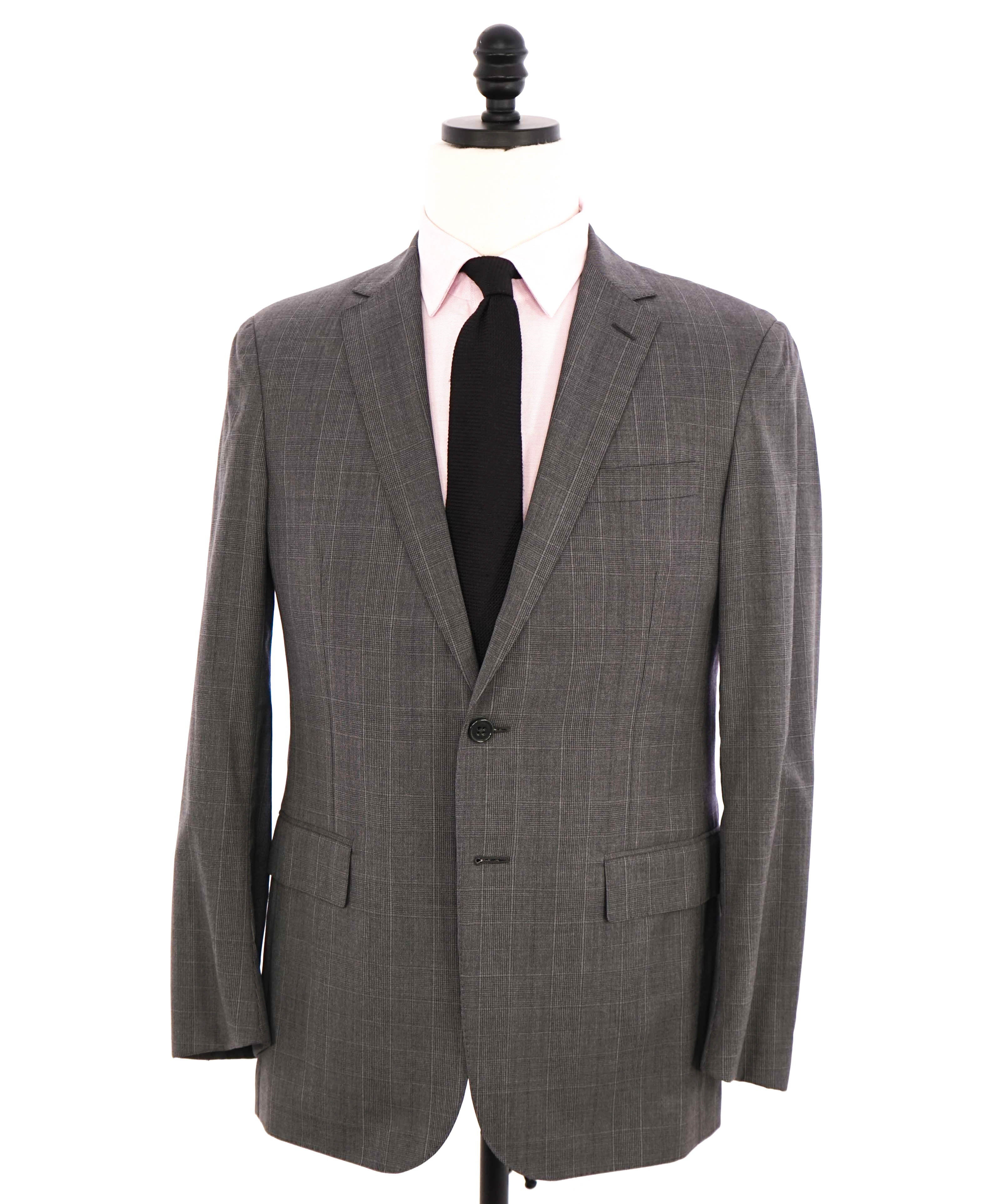 $3,495 RALPH LAUREN PURPLE LABEL - Gray Plaid Check Green *DAMAGED* Suit - 38R