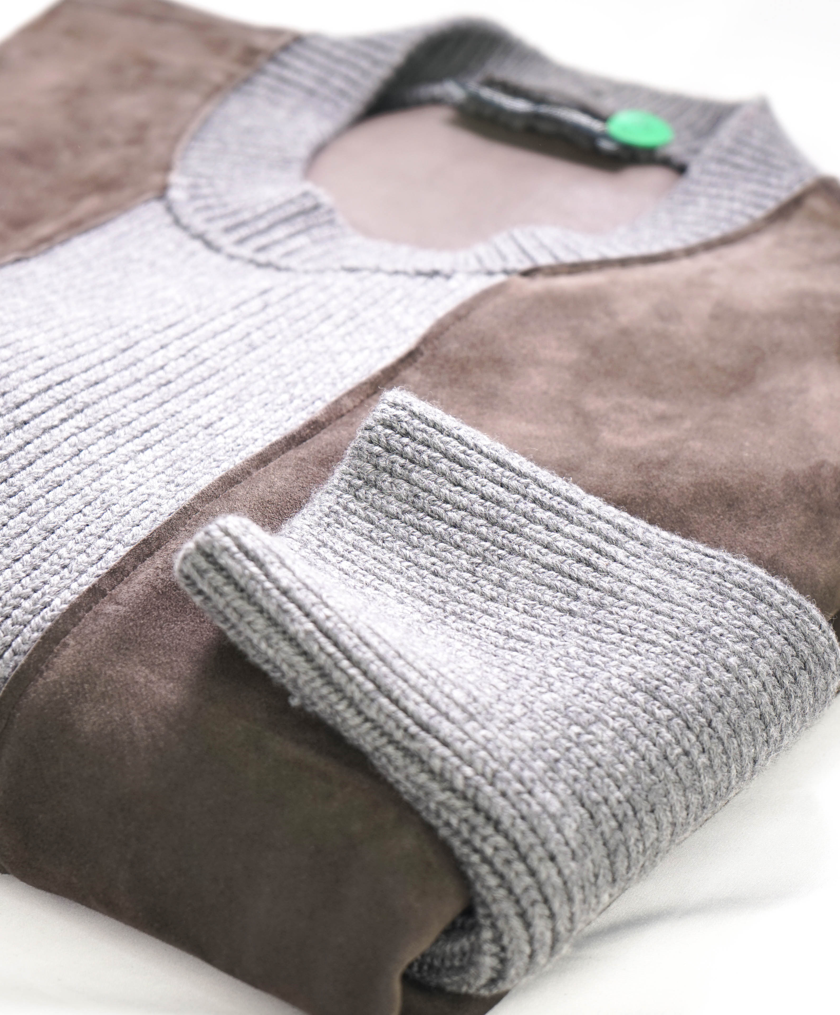 $1,995 DOLCE & GABBANA - Lamb Suede & Wool Knit Sweater - 36US (46EU)