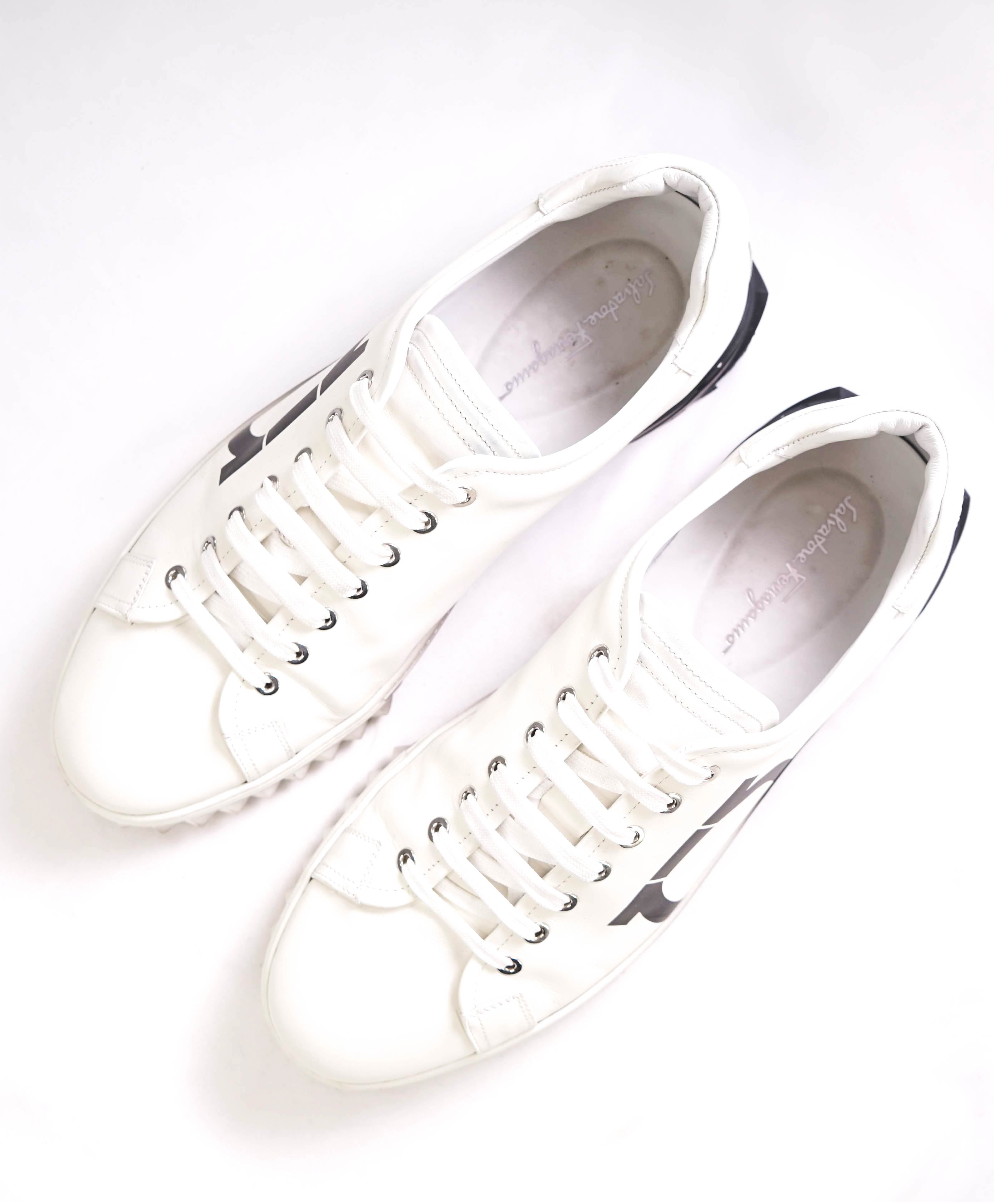 $750 SALVATORE FERRAGAMO - *Rhinoceros* Black/White Gancini Sneaker - 12 M US