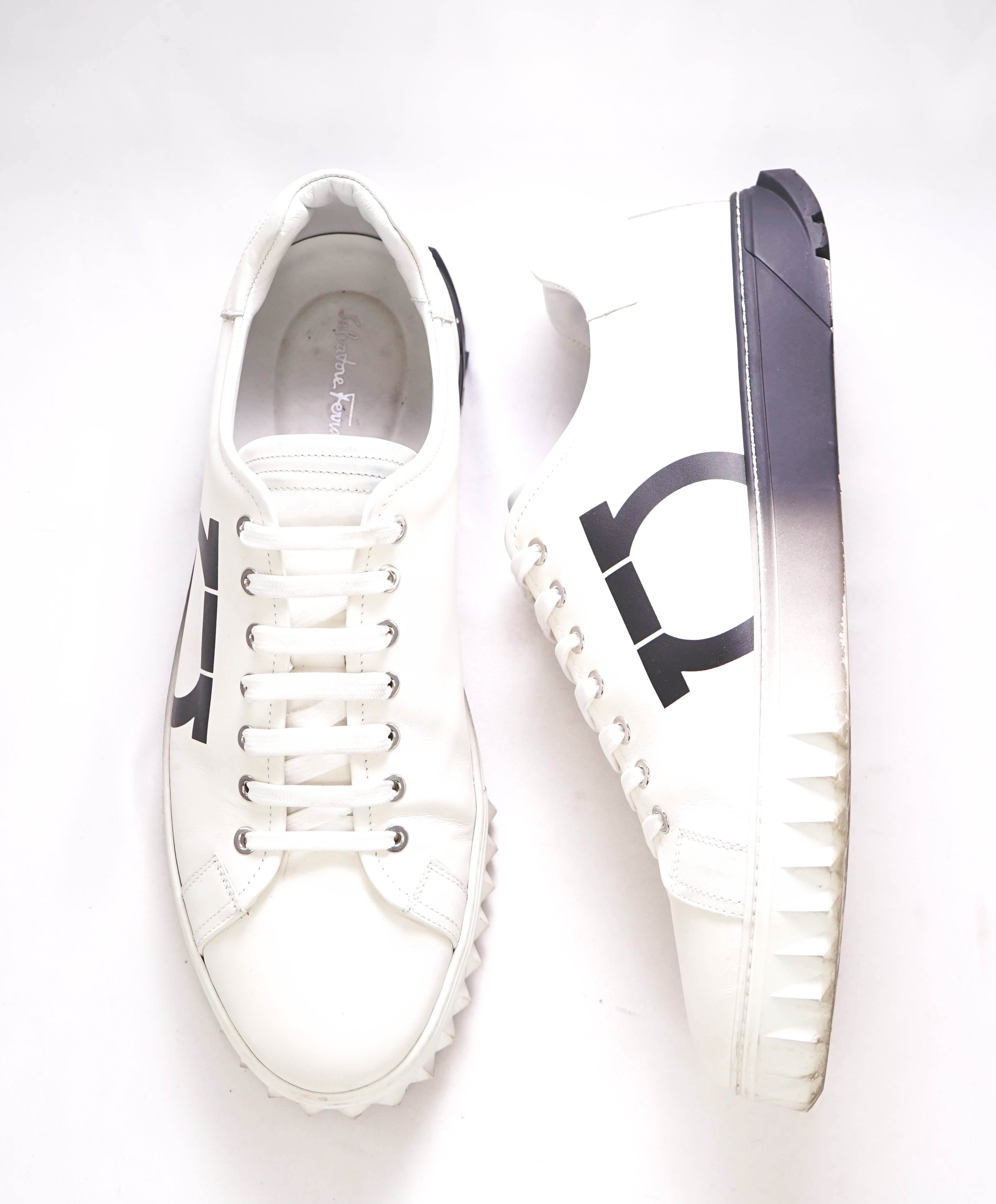 $750 SALVATORE FERRAGAMO - *Rhinoceros* Black/White Gancini Sneaker - 12 M US