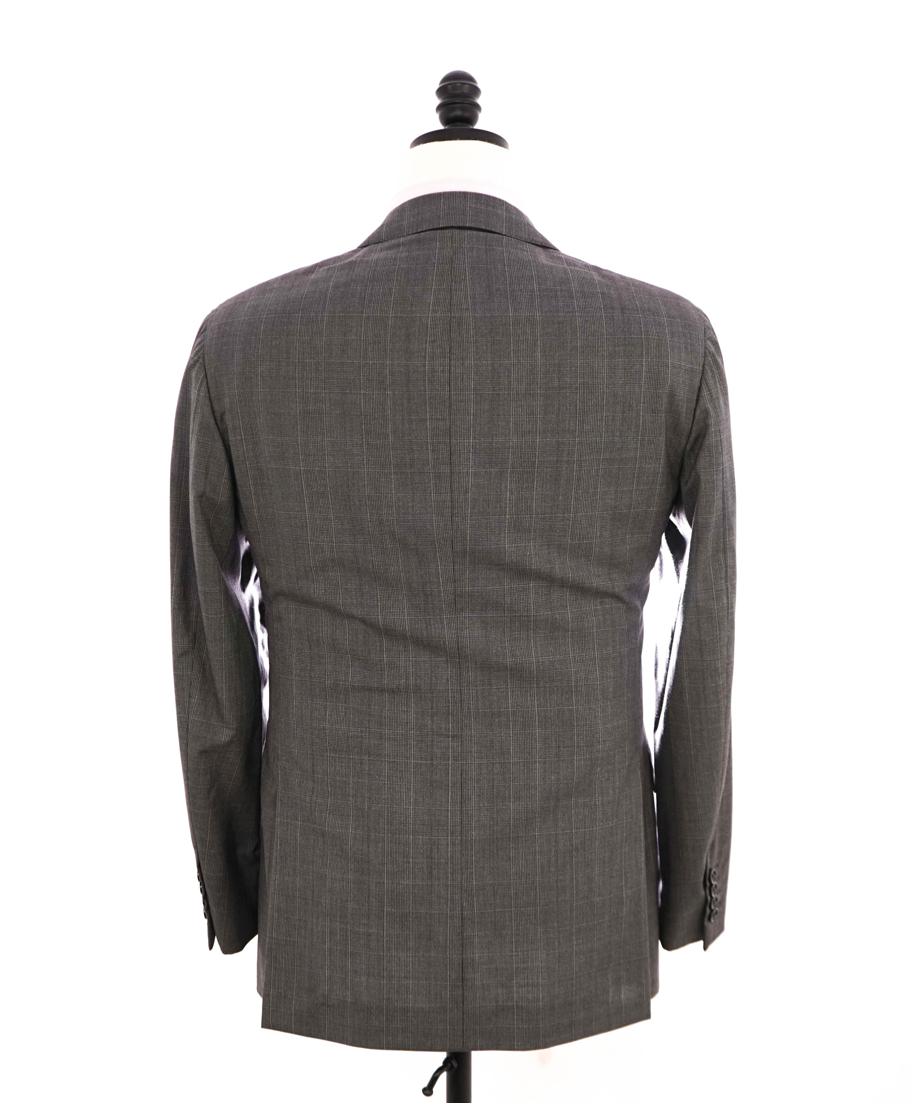 $3,495 RALPH LAUREN PURPLE LABEL - Gray Plaid Check Green *DAMAGED* Suit - 38R