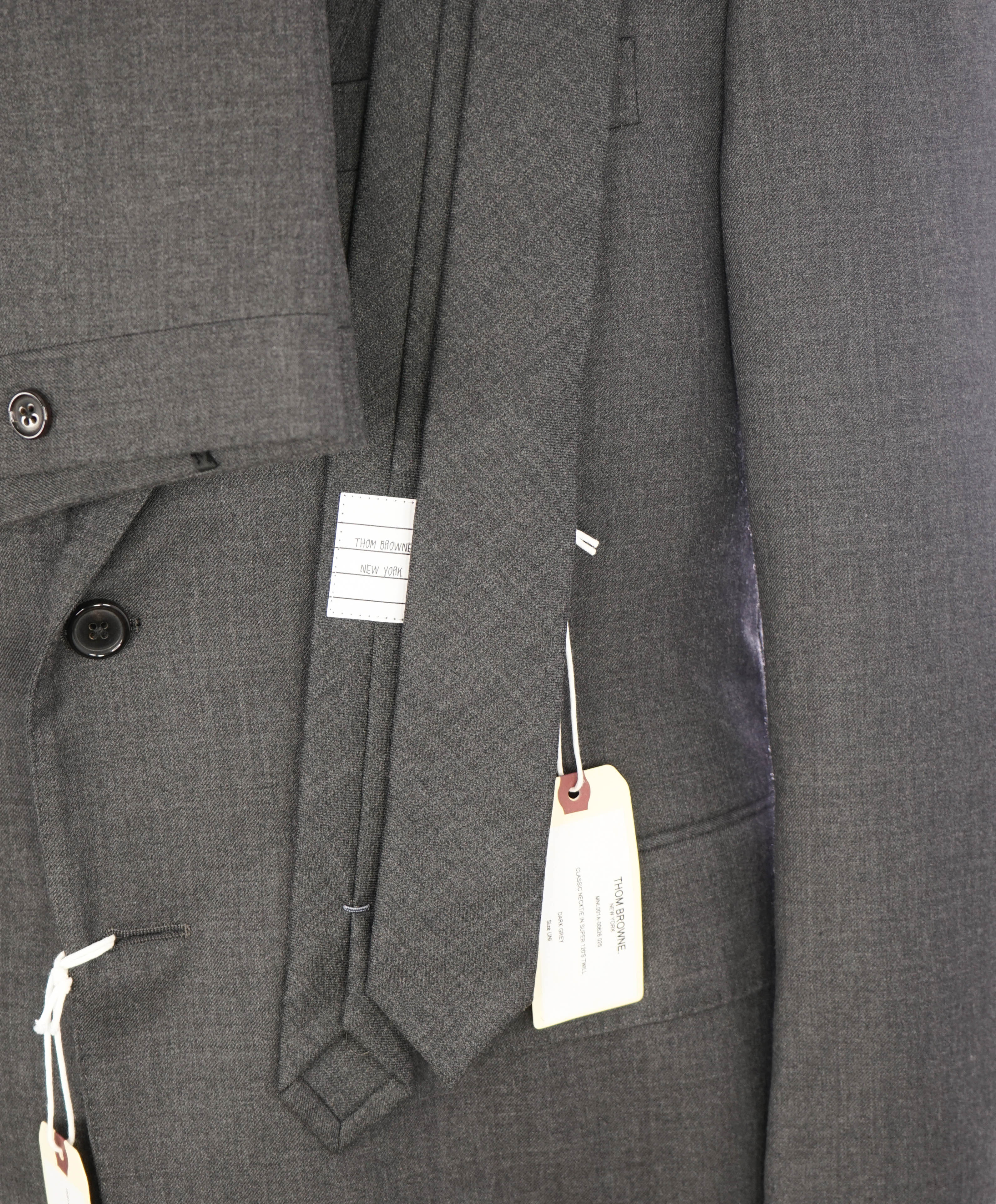 $3,795 THOM BROWNE - Charcoal 3-Piece (Matching Tie) Suit - SZ 3 (42US)