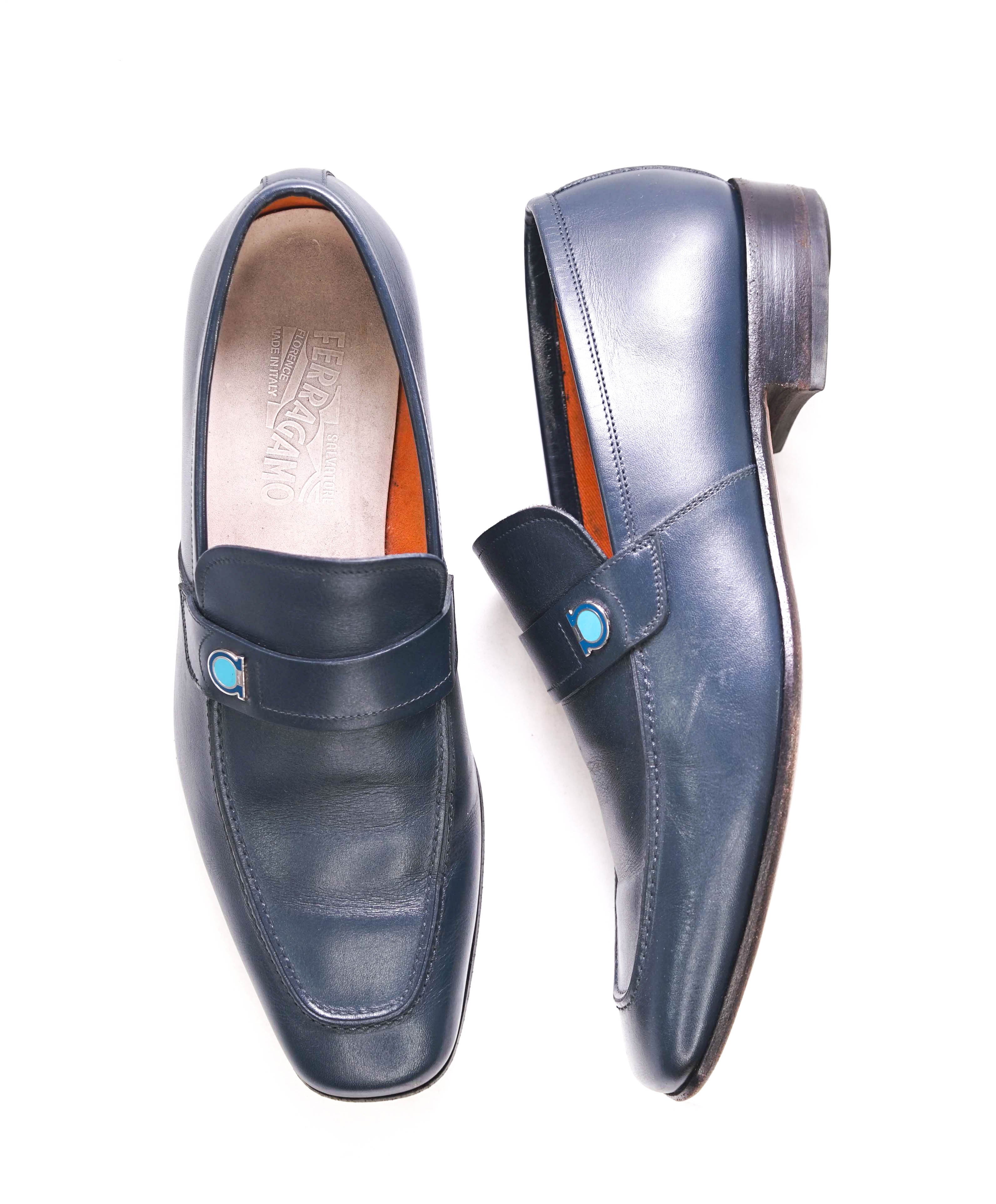 $750 SALVATORE FERRAGAMO - Blue & Teal Gancini Leather Loafer- 9.5 EE