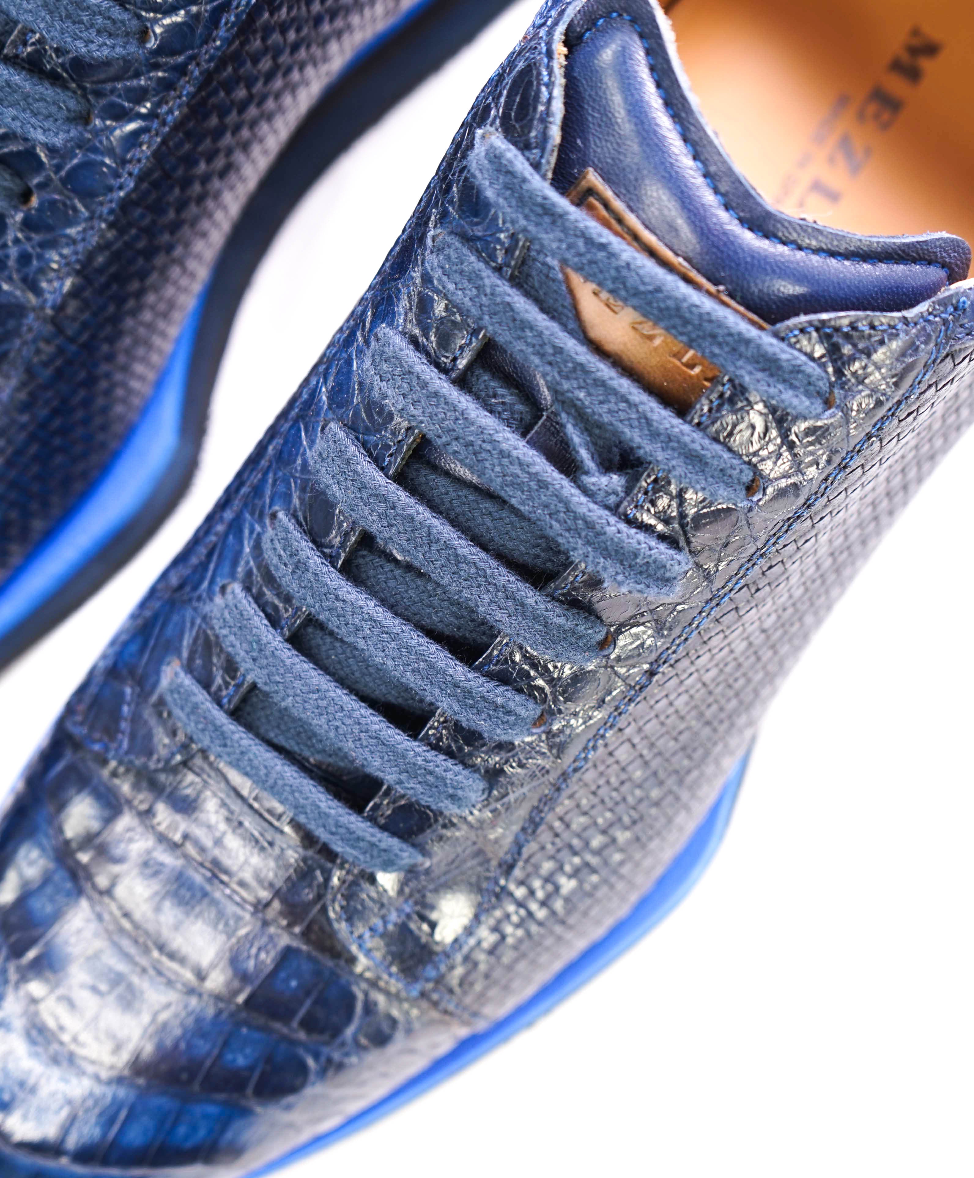 $850 MEZLAN - *CROCODILE SKIN* Bold Blue Sneakers Made In Spain - 9.5