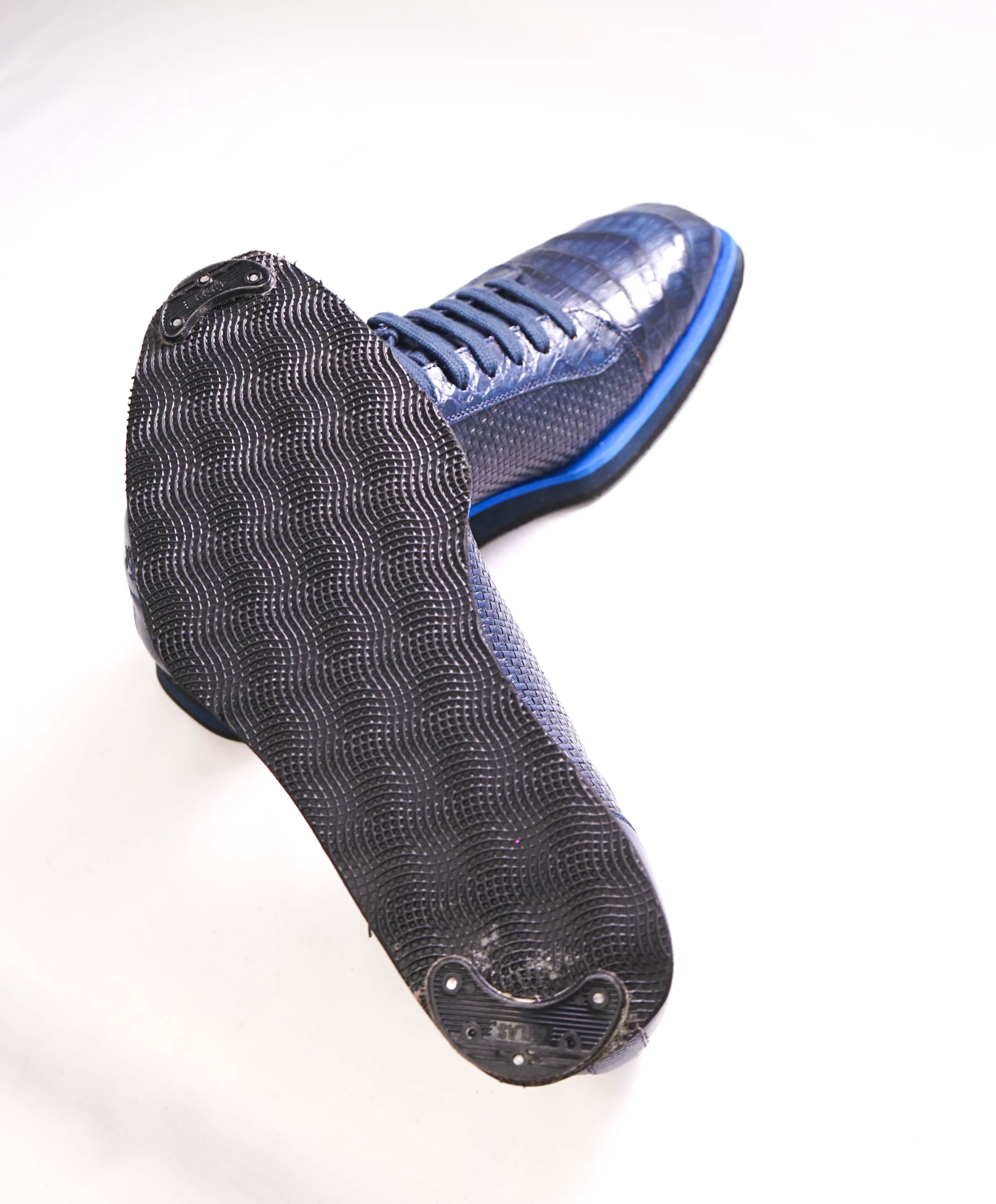 $850 MEZLAN - *CROCODILE SKIN* Bold Blue Sneakers Made In Spain - 9.5