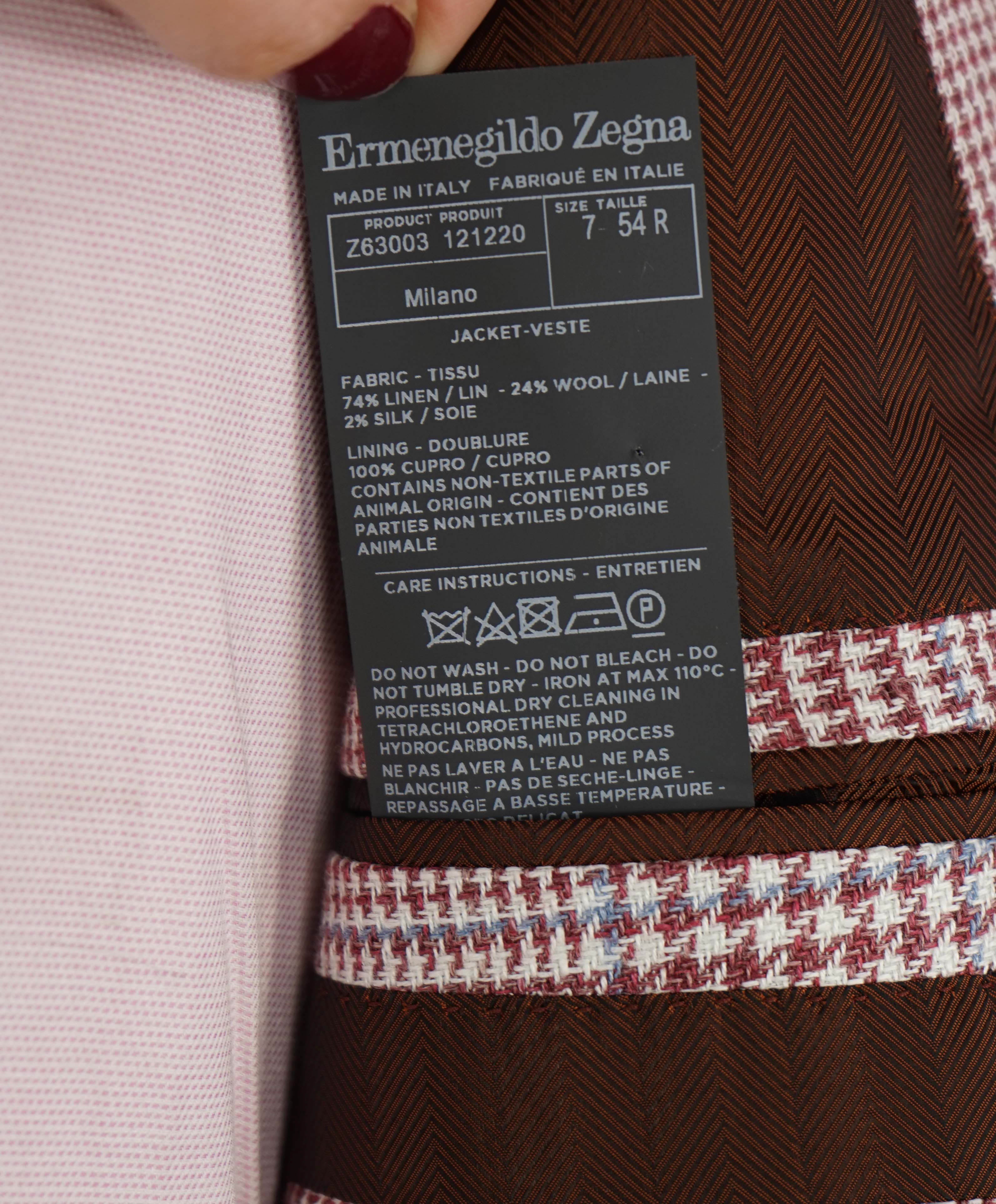 $3,695 ERMENEGILDO ZEGNA - *Crossover* Su Misura MOP Wool/Silk/Linen Blazer - 44R