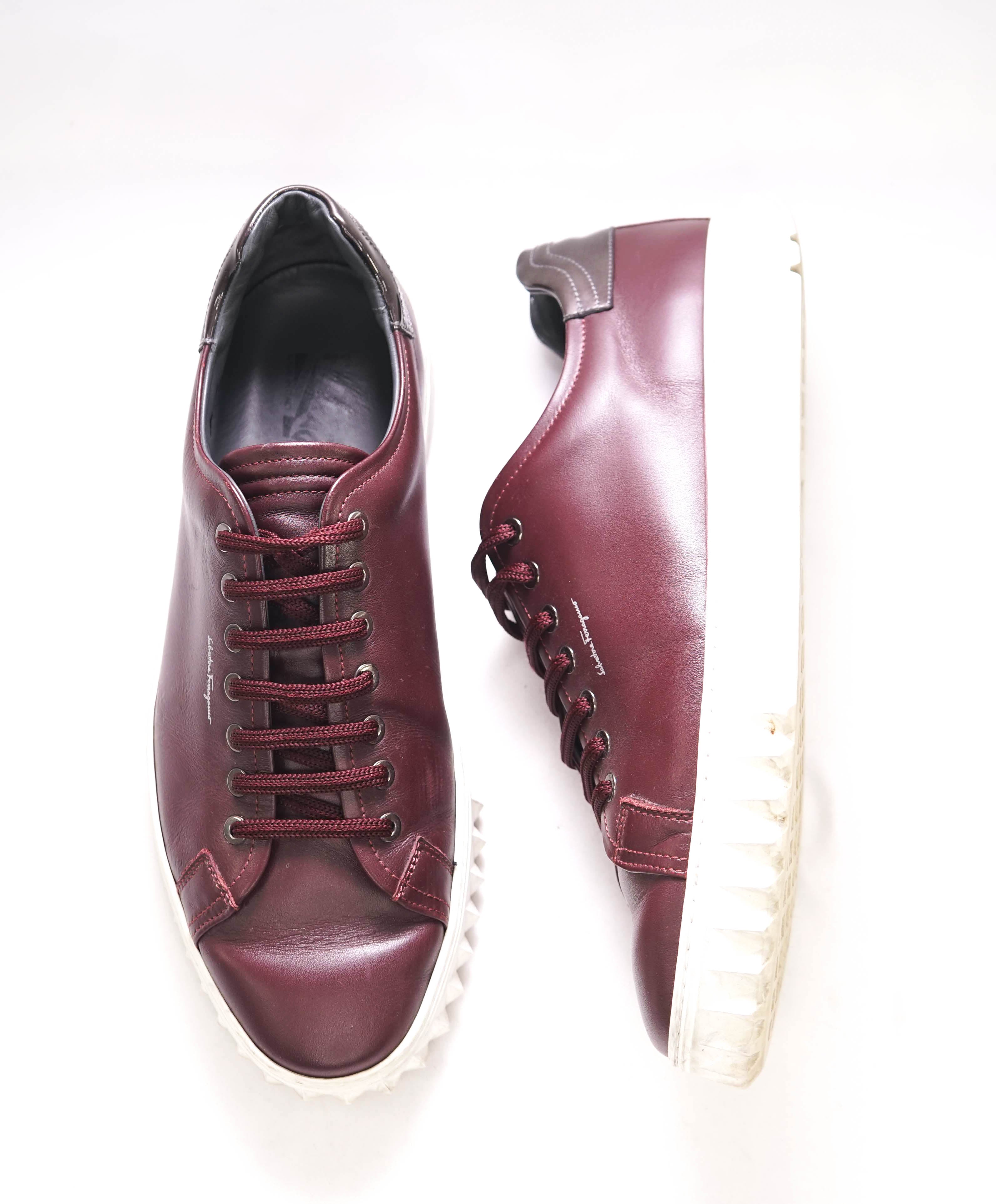 $750 SALVATORE FERRAGAMO - *Rhinoceros* Burgundy Gancini Sneaker - 10 US