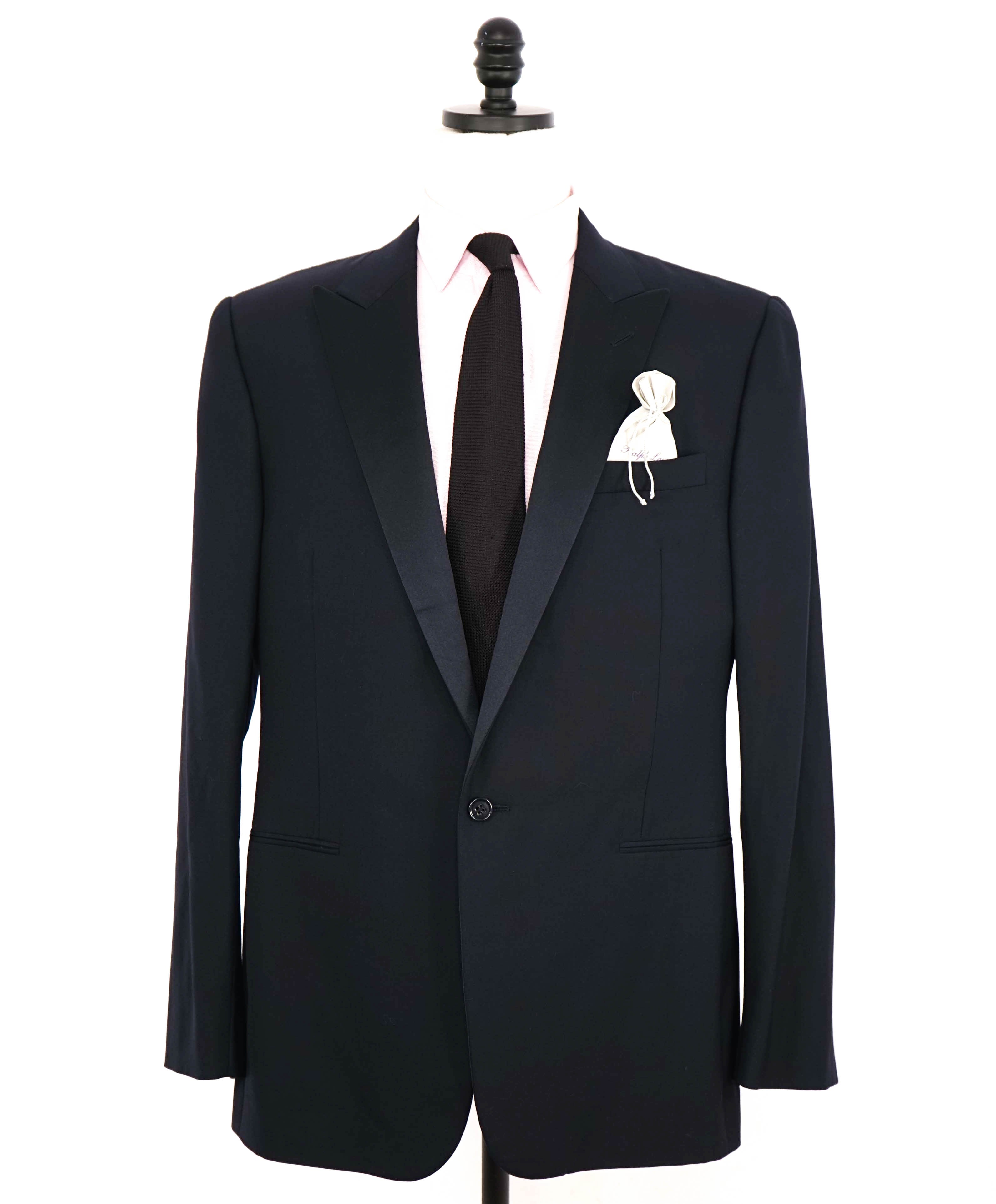 RALPH LAUREN PURPLE LABEL - Navy Wool Tuxedo 1-Button Peak Dinner Jacket - 44L