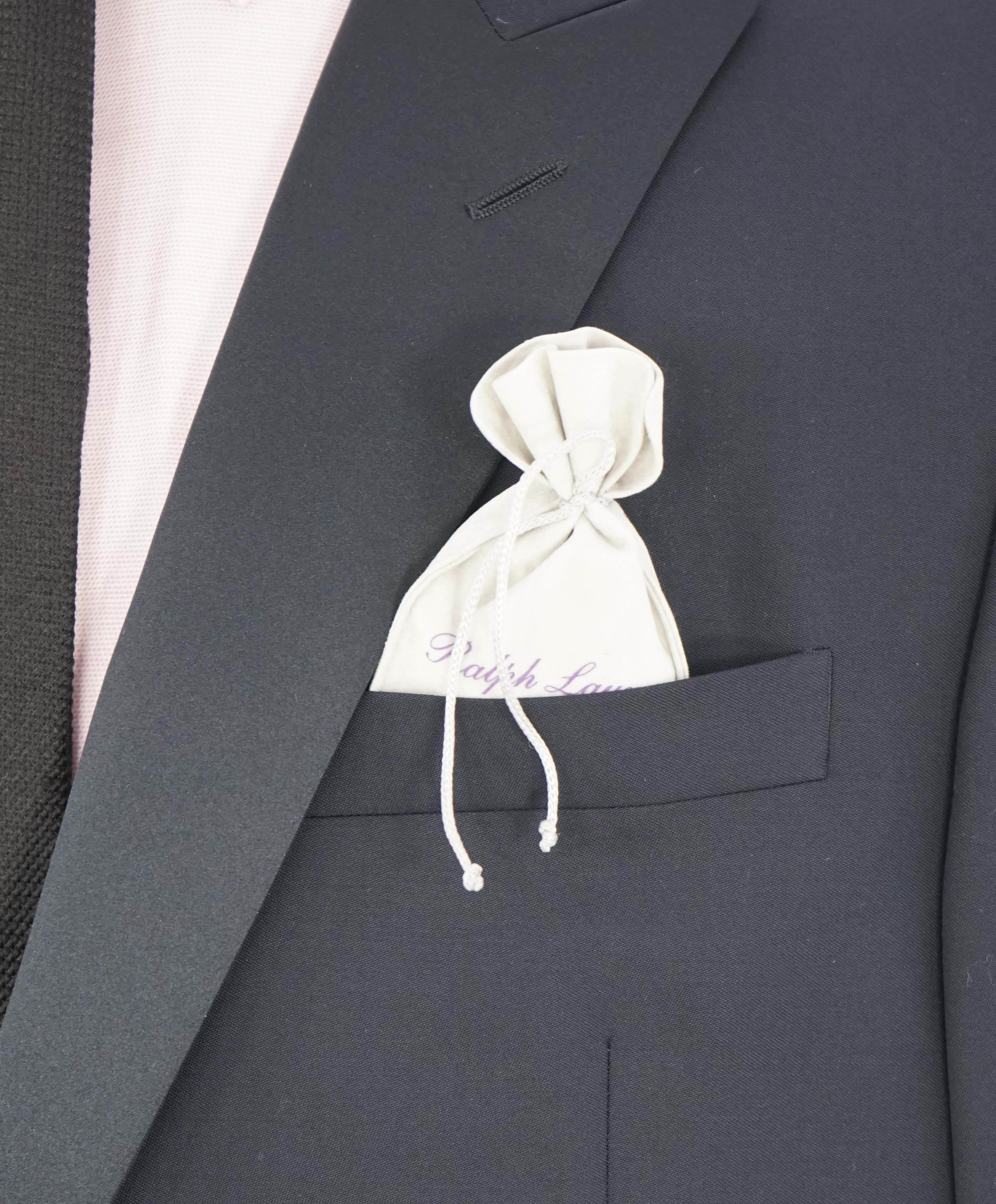 RALPH LAUREN PURPLE LABEL - Navy Wool Tuxedo 1-Button Peak Dinner Jacket - 44L