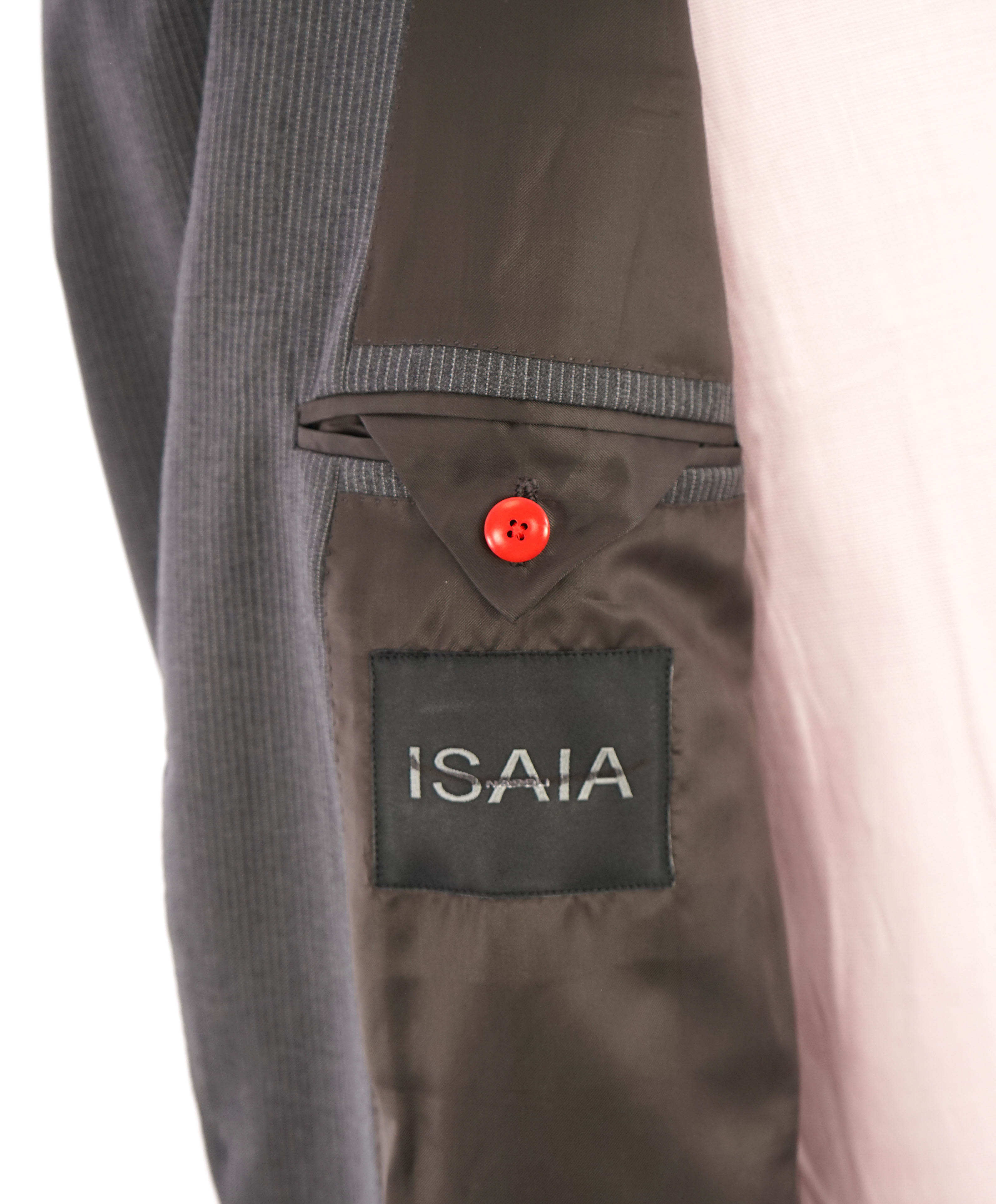 $2,995 ISAIA - Pure Wool *120'S* Gray Chalk Stripe Blazer - 44L