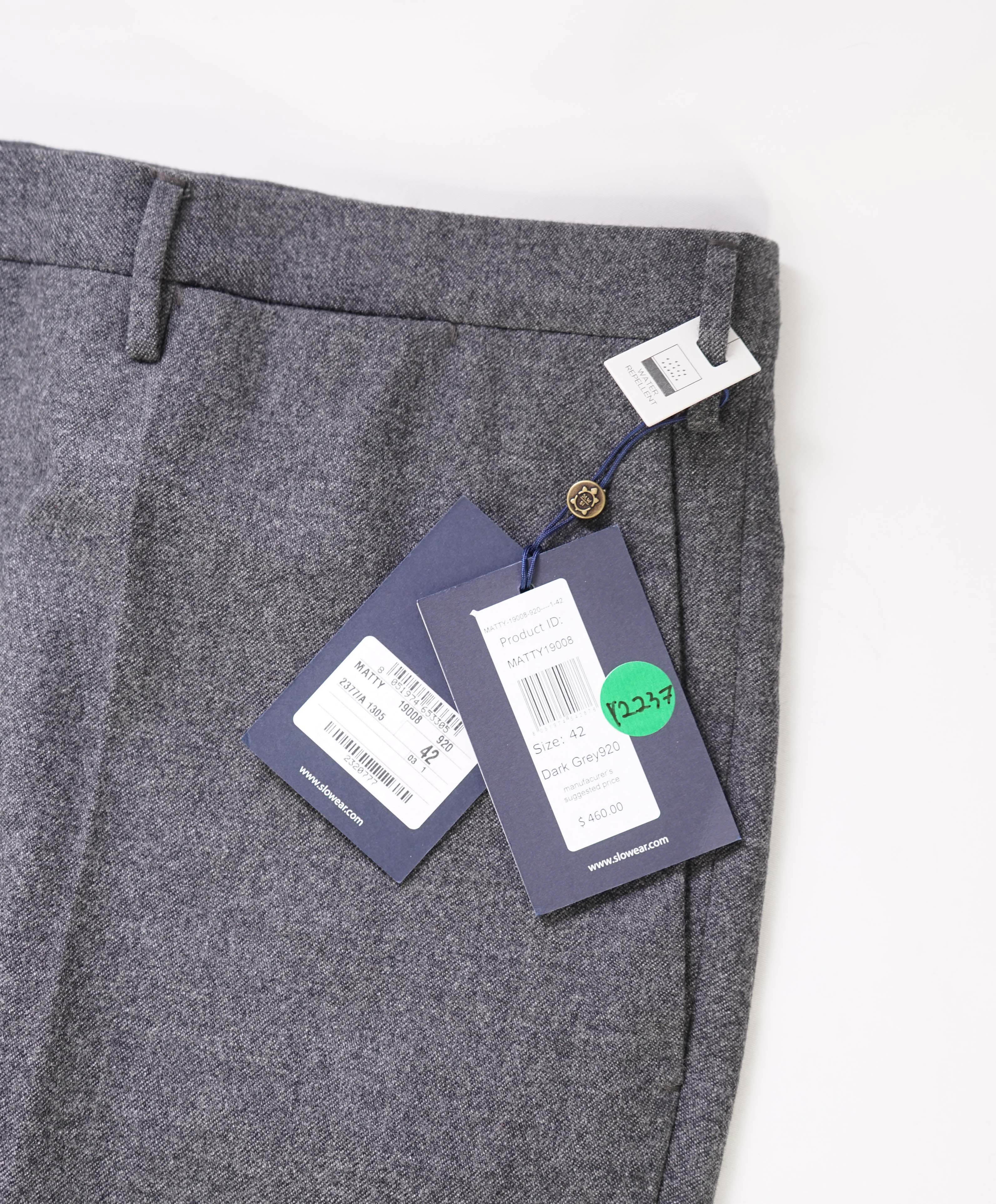 $460 INCOTEX - "Modern Fit" Pattern TEC-NO Water Repellent Wool Dress Pants - 42W