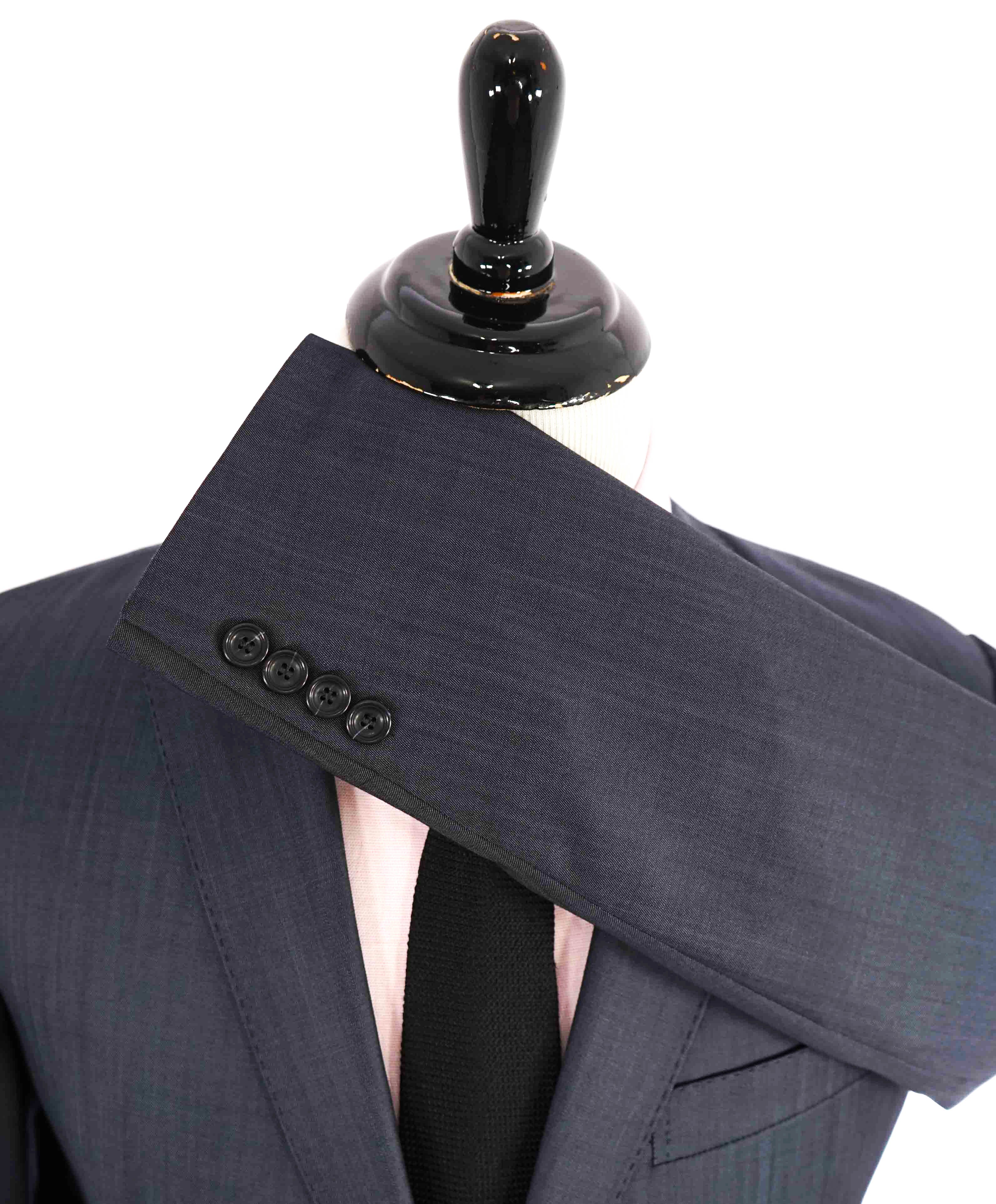 $995 Z ZEGNA - Steel Blue Sharkskin Mohair 2-Button Notch Lapel Blazer - 38R