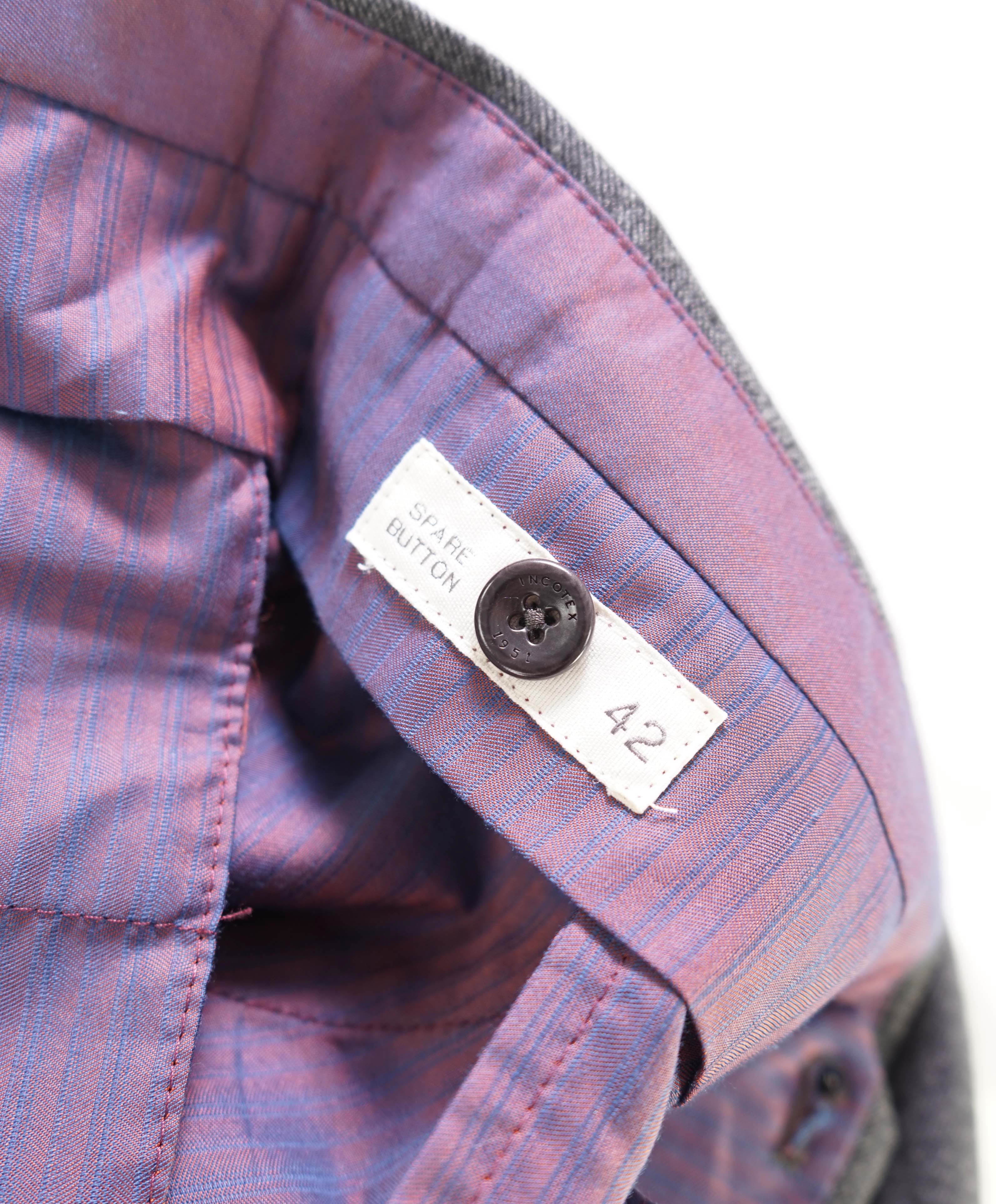 $460 INCOTEX - "Modern Fit" Pattern TEC-NO Water Repellent Wool Dress Pants - 42W