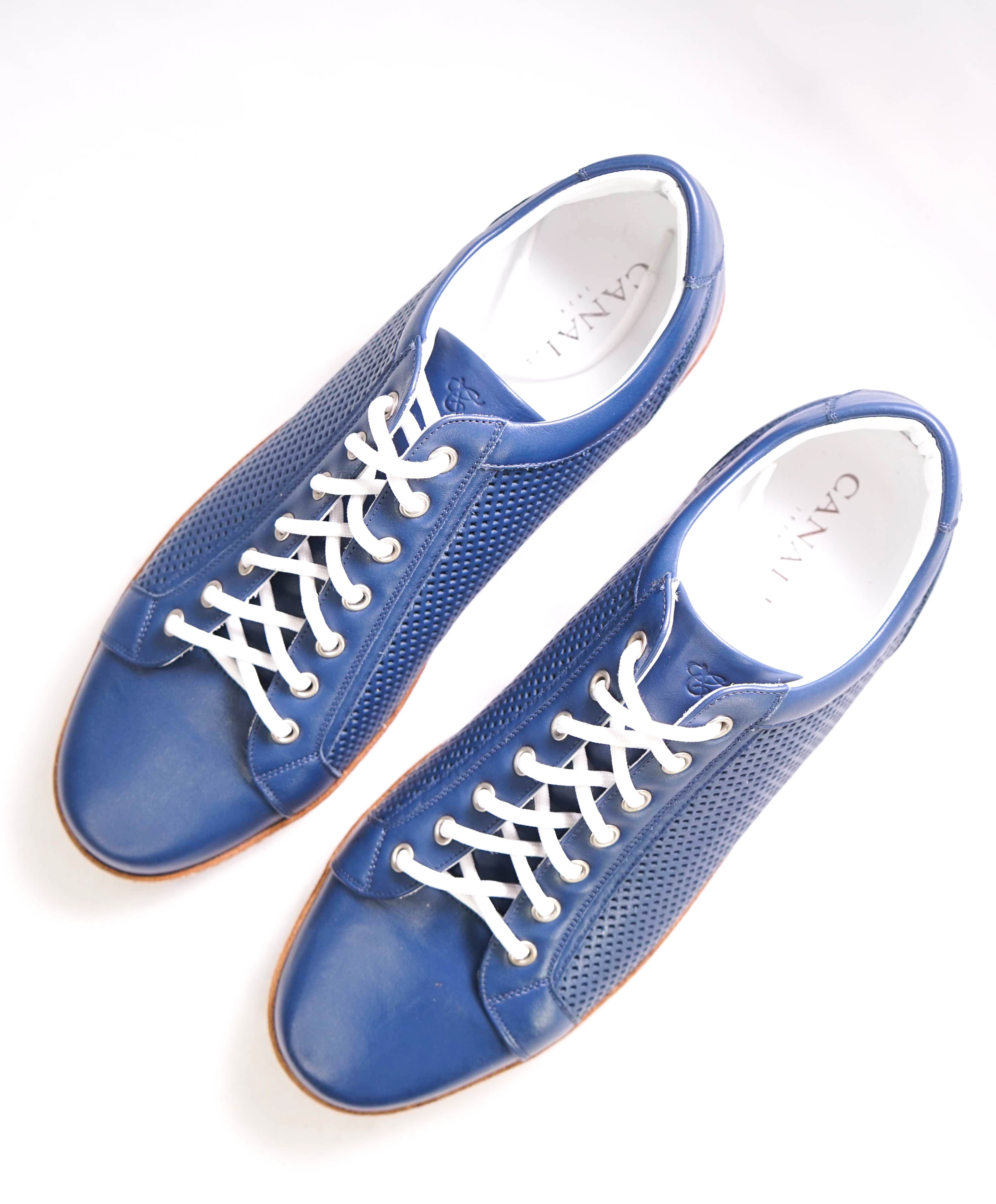 CANALI - Hand Stitched Blue/White PREMIUM Leather Sneakers - 10 US (43EU)