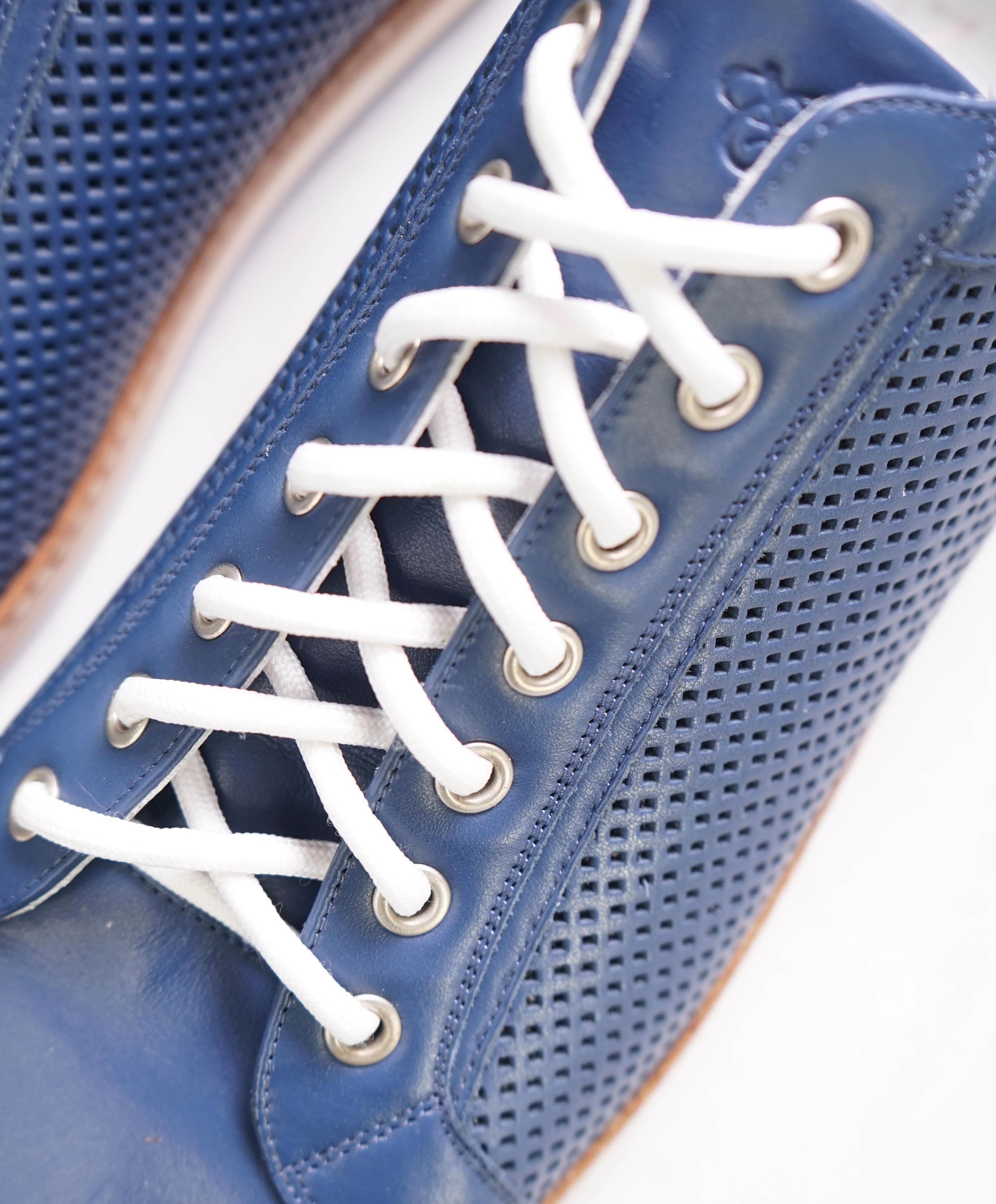CANALI - Hand Stitched Blue/White PREMIUM Leather Sneakers - 10 US (43EU)