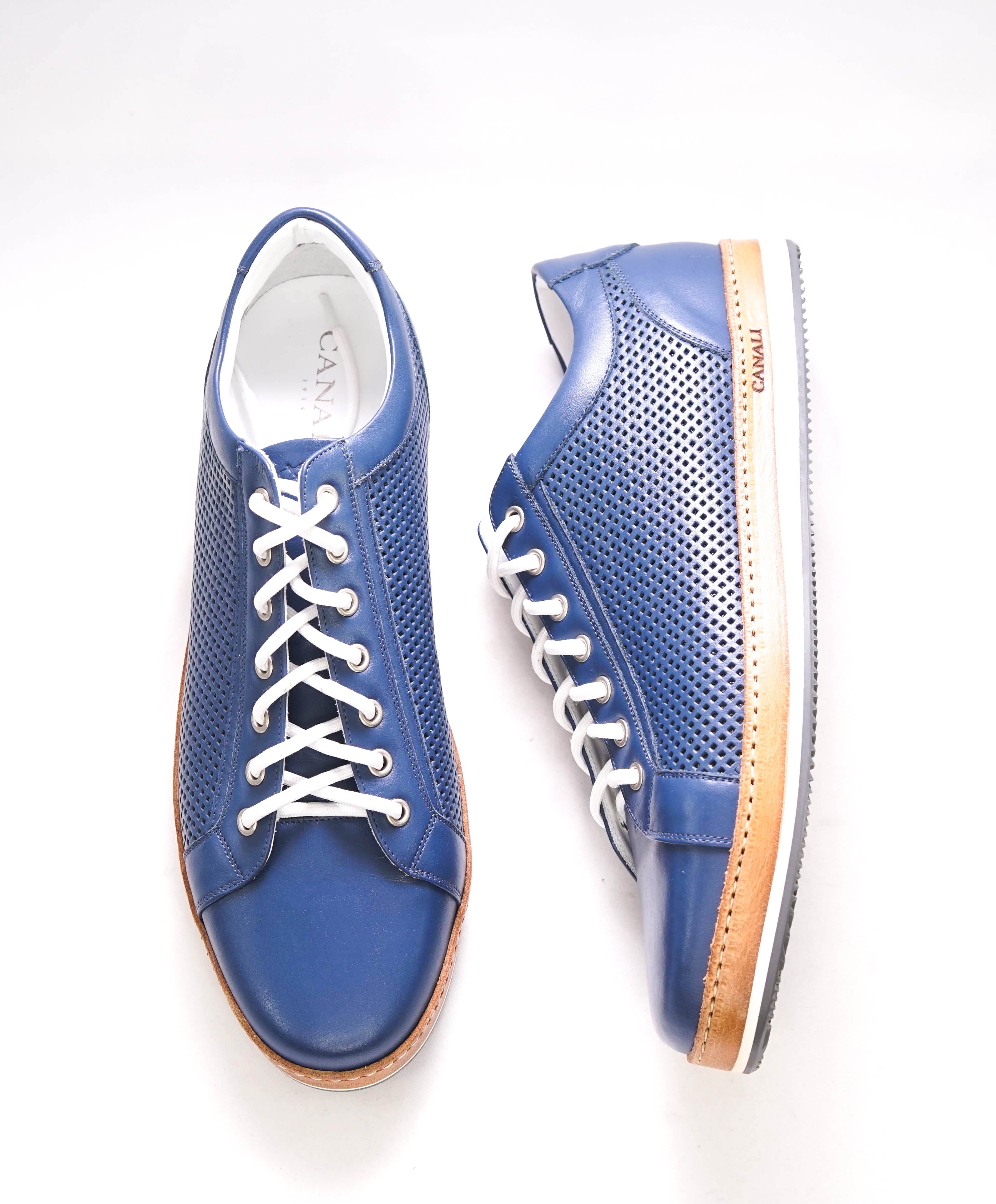 CANALI - Hand Stitched Blue/White PREMIUM Leather Sneakers - 10 US (43EU)
