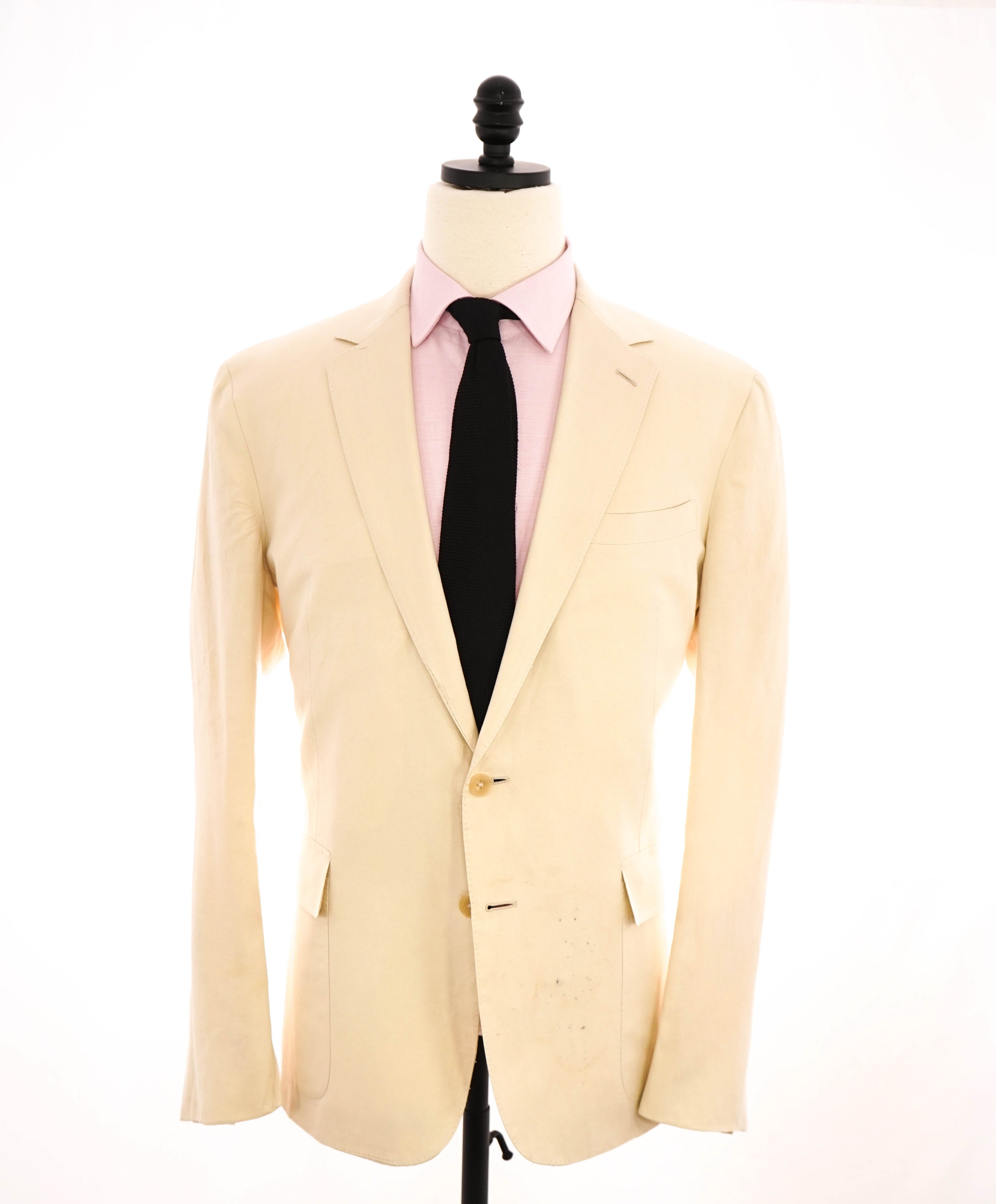$2,695 RALPH LAUREN PURPLE LABEL - Ivory Linen Blend DAMAGED Blazer - 44R