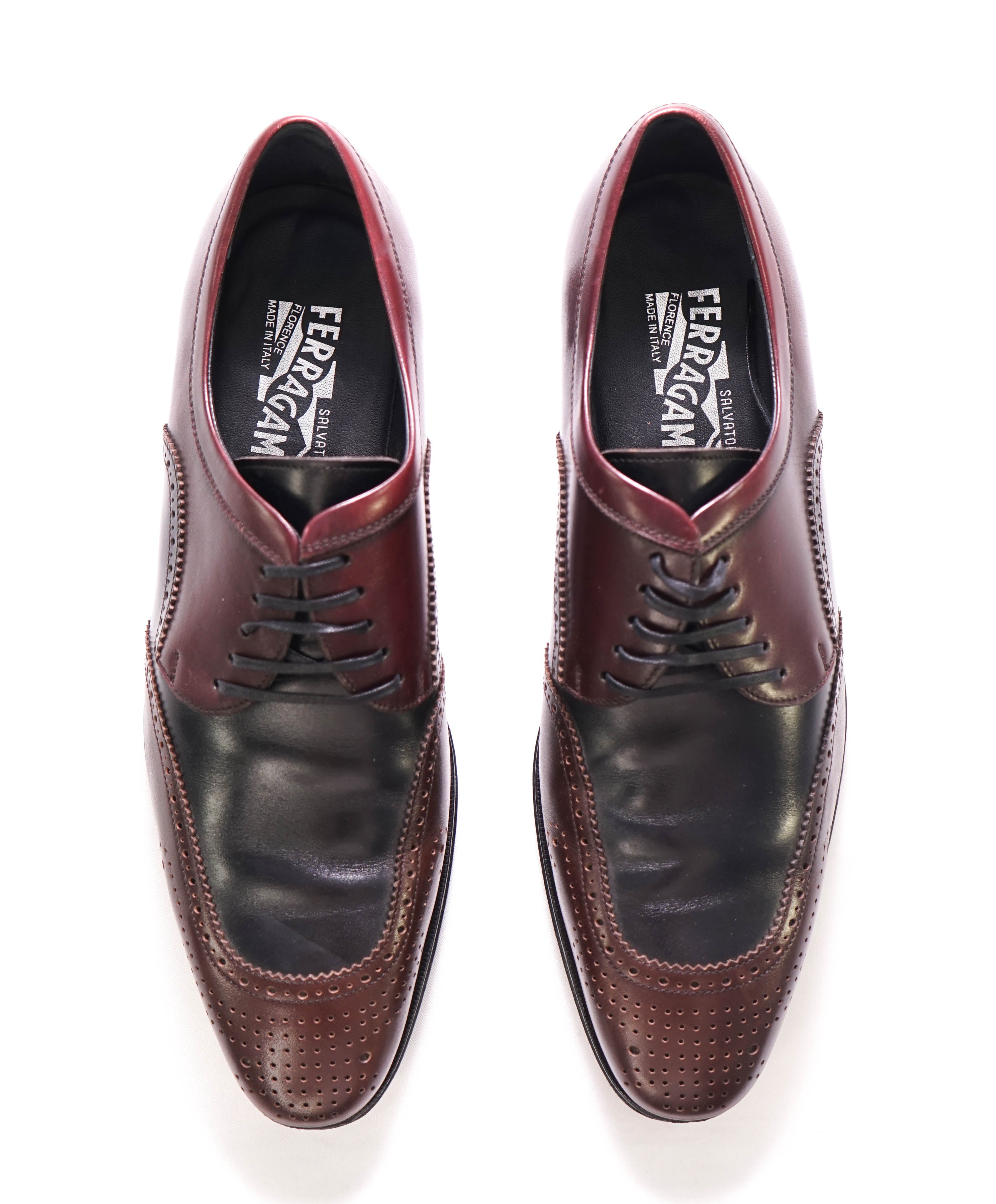 $950 SALVATORE FERRAGAMO - 2-Tone Brogue Oxfords - 10 D US