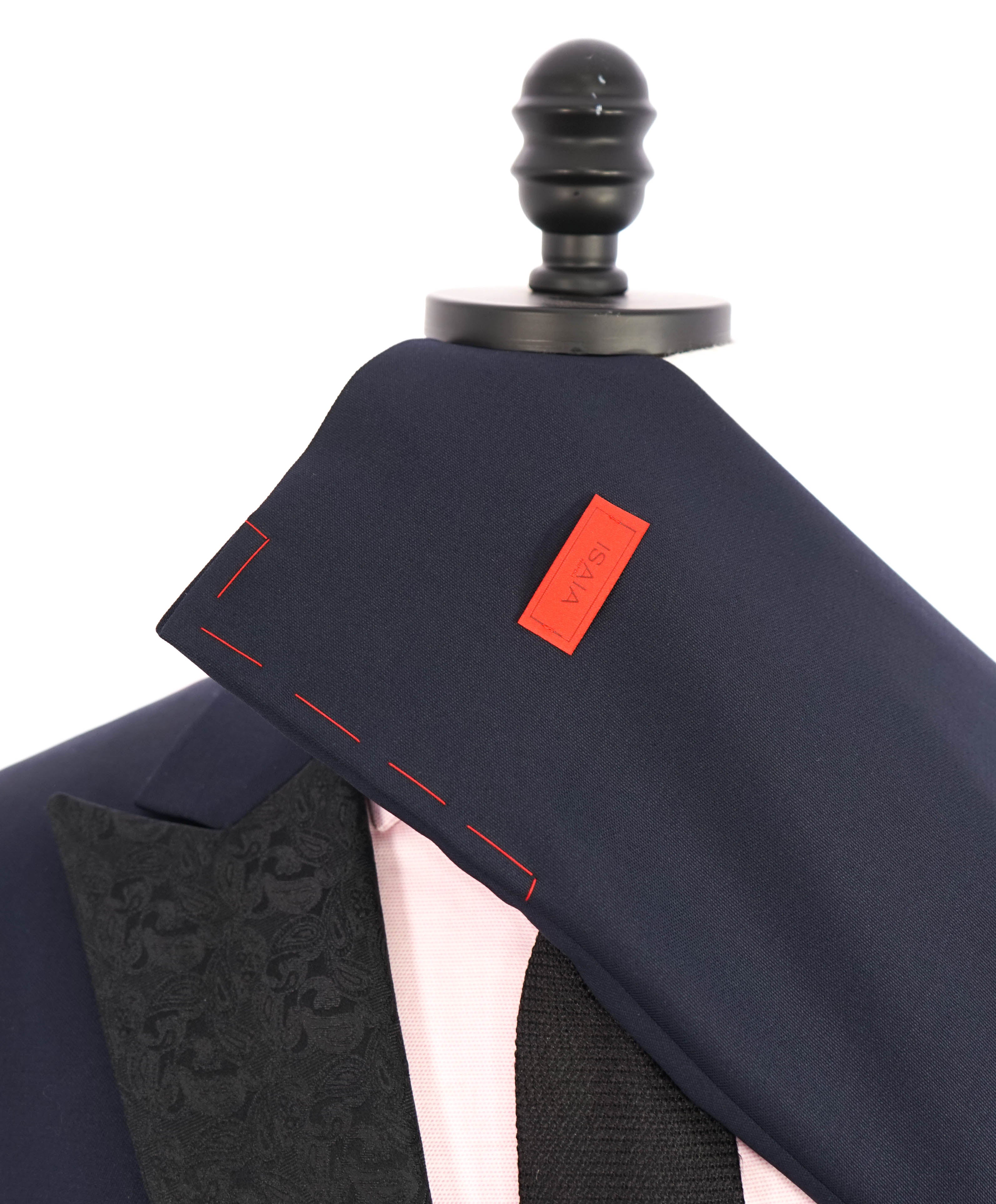 $5,995 ISAIA - "BARATHEA" Wool/Mohair PAISLEY PEAK LAPEL Navy Tuxedo - 46L
