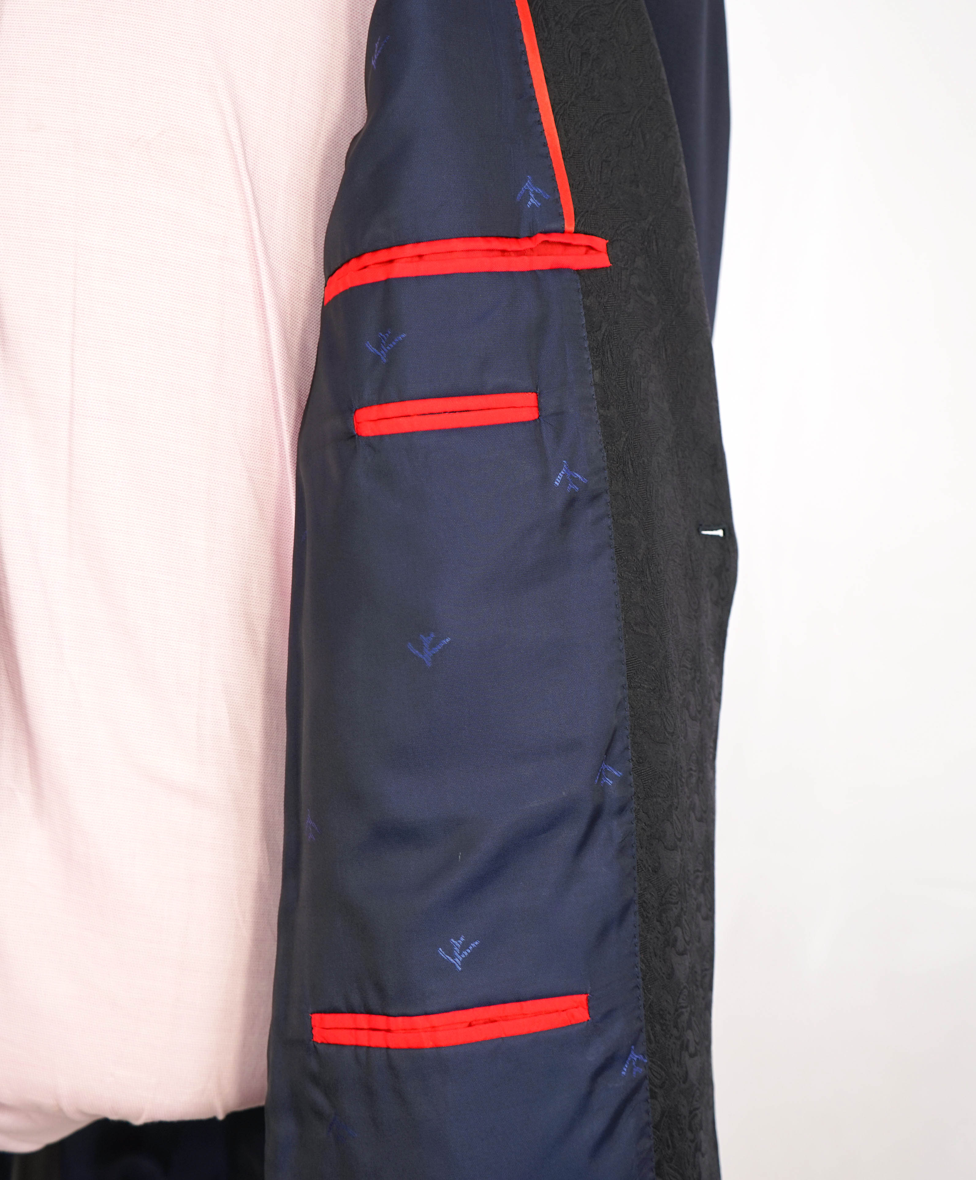 $5,995 ISAIA - "BARATHEA" Wool/Mohair PAISLEY PEAK LAPEL Navy Tuxedo - 46L